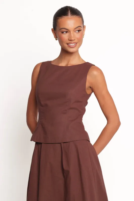 Chiaro Shell Top - Brown sold by Petal & Pup