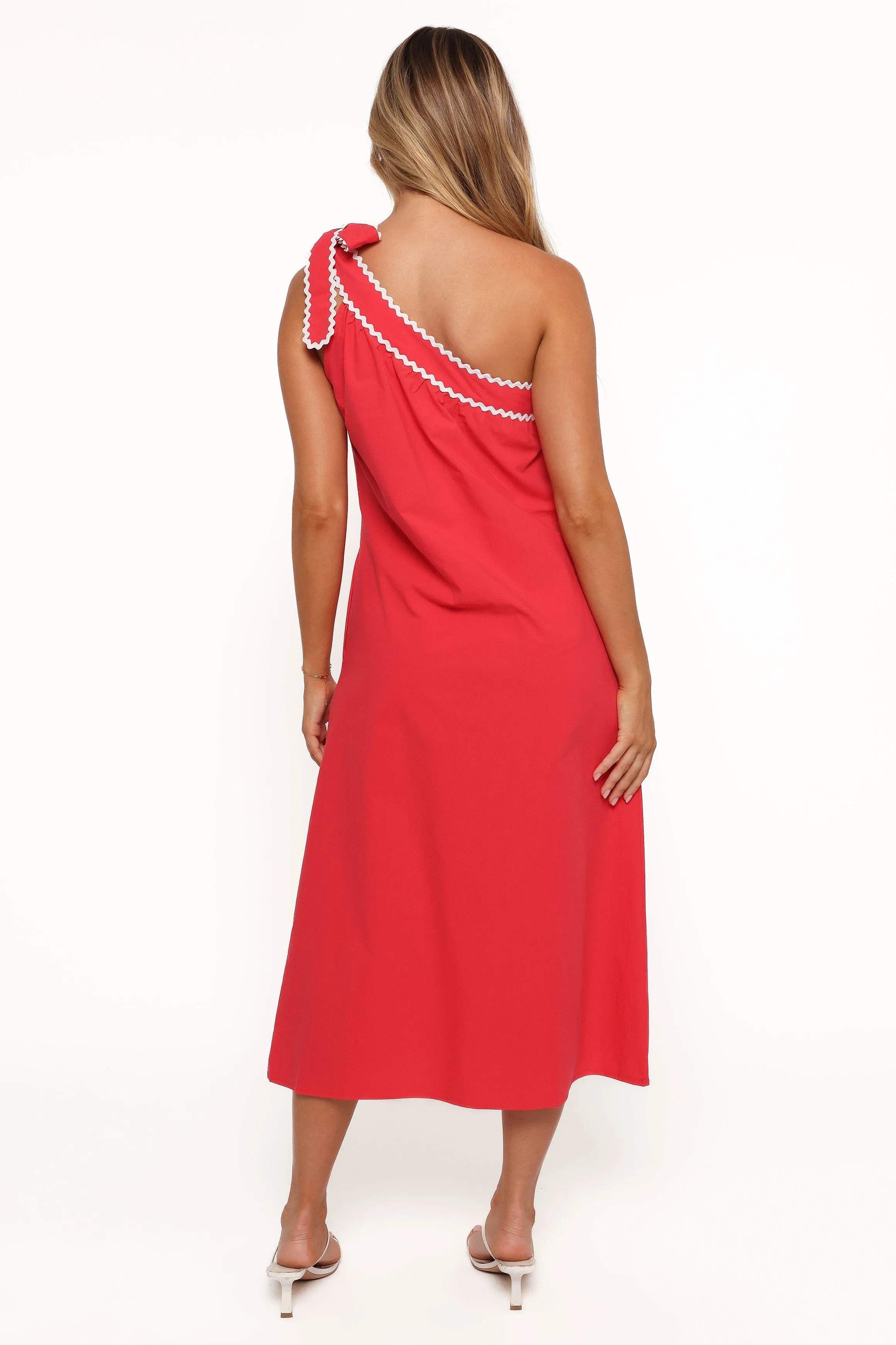 Brynlee One Shoulder Midi Dress - Red/White sold by Petal & Pup product image thumbnail 4