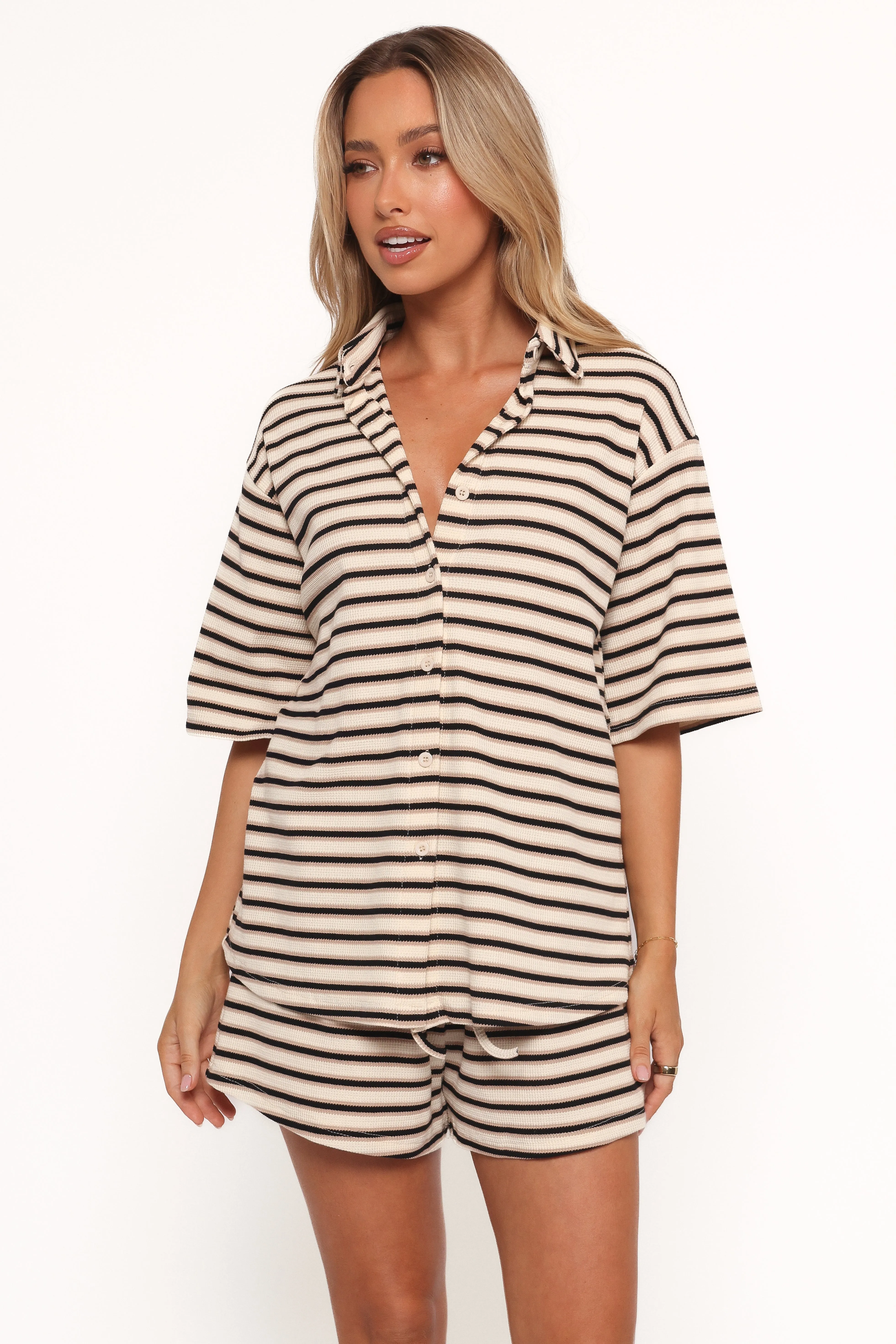 Alden Cotton Knit Set - Beige Black Stripe sold by Petal & Pup product image thumbnail 2