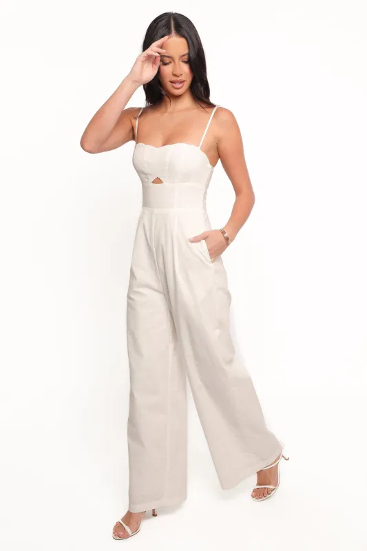 Metra Scalloped Jumpsuit - White sold by Petal & Pup