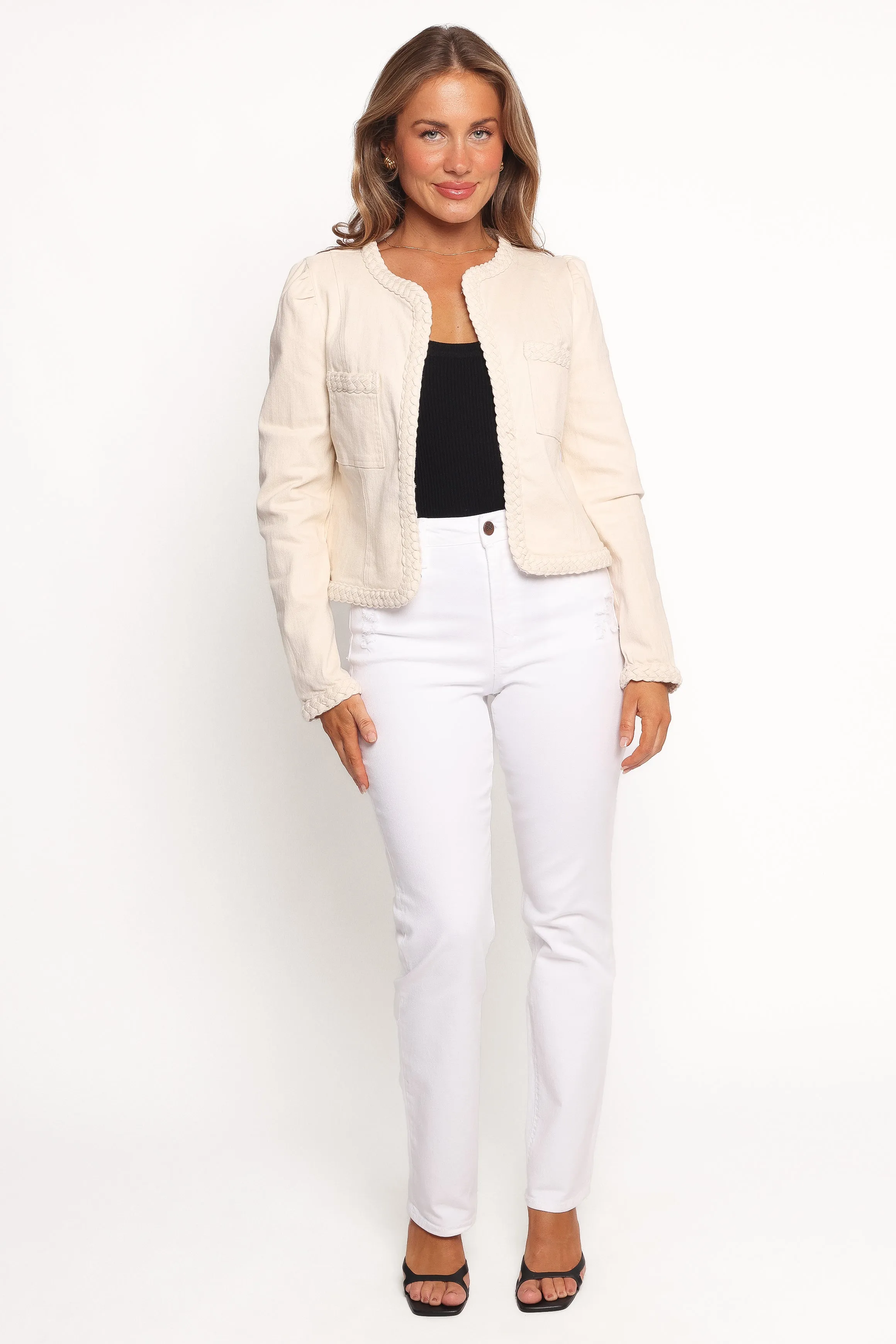Braided Trim Crop Jacket - Ecru sold by Petal & Pup product image thumbnail 5