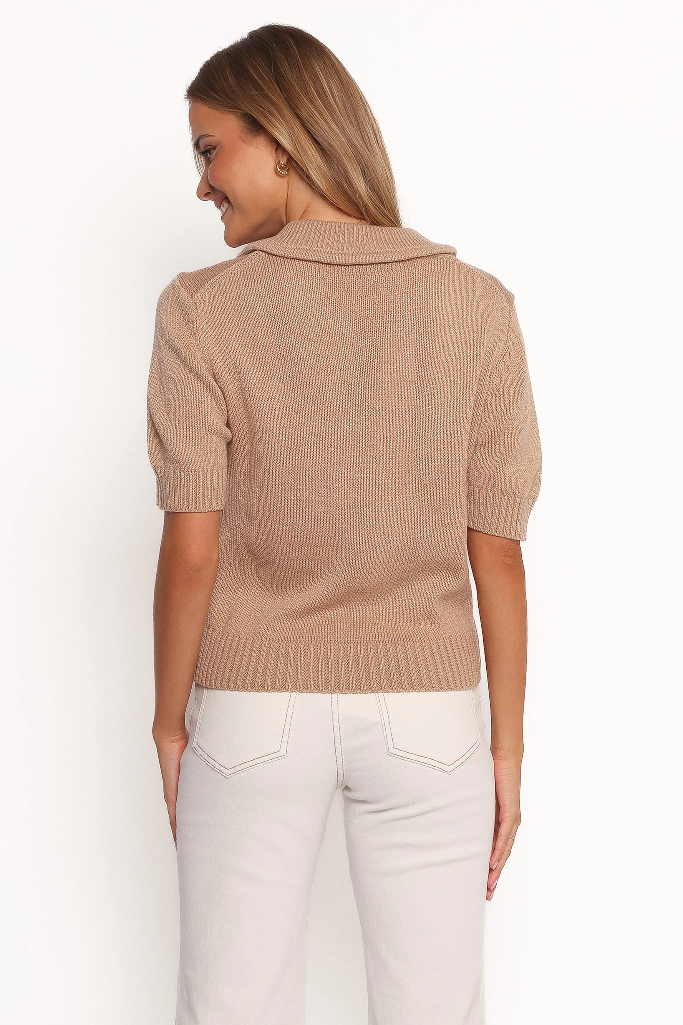 Roman Button Front Cardigan - Beige sold by Petal & Pup product image thumbnail 4