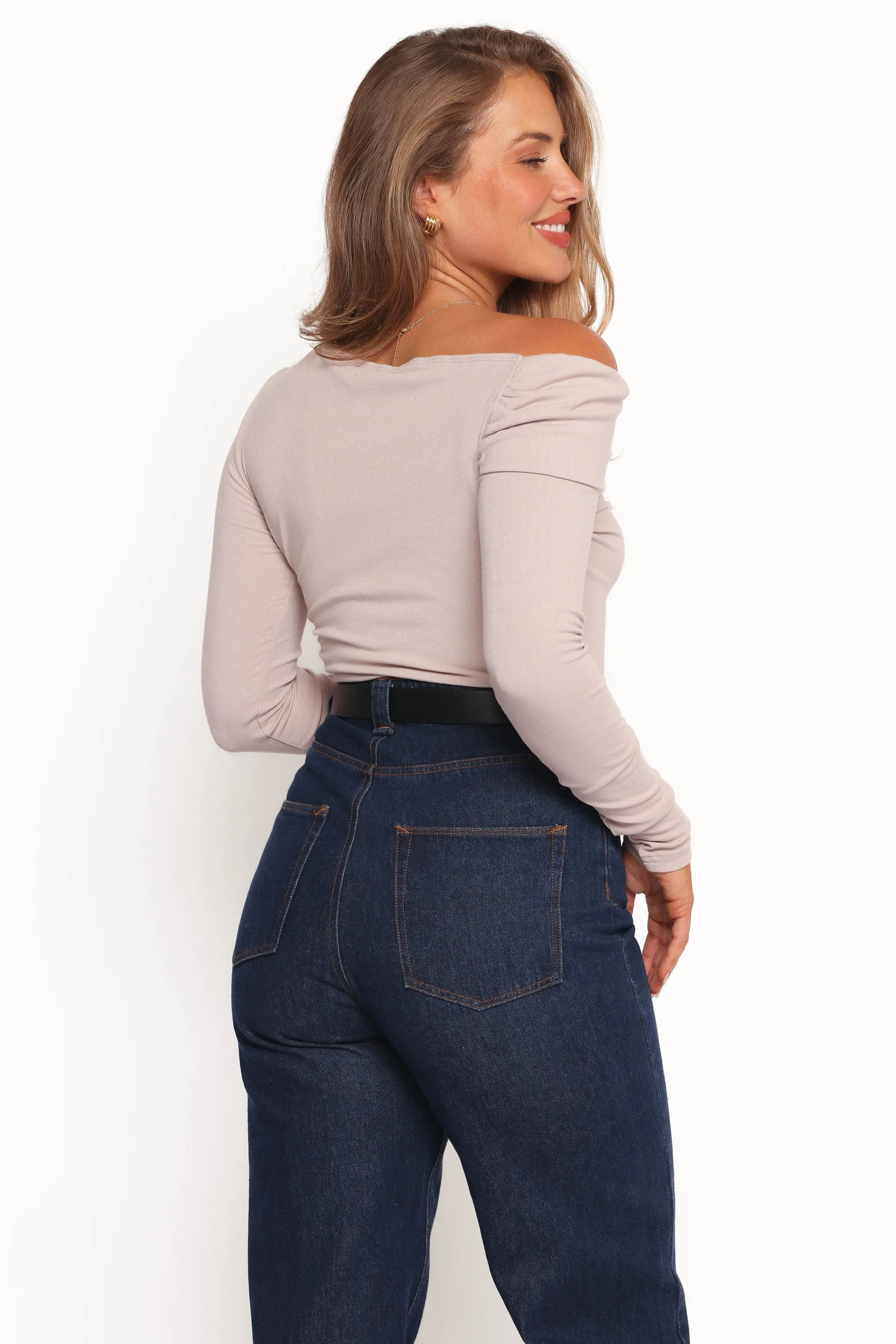 Liah Off Shoulder Knit Top - Grey sold by Petal & Pup product image thumbnail 4