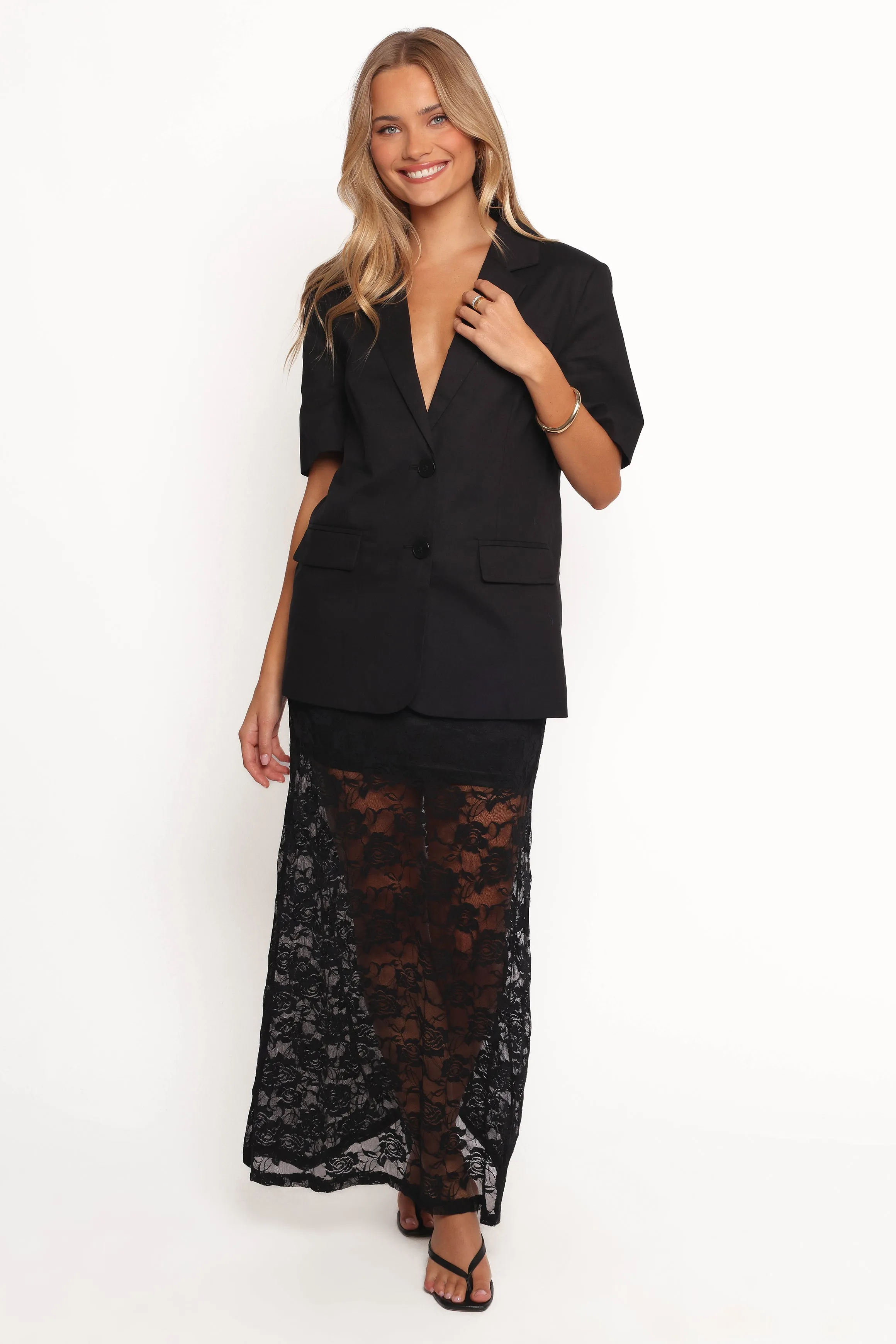 Laken Sheer Lace Maxi Skirt - Black sold by Petal & Pup