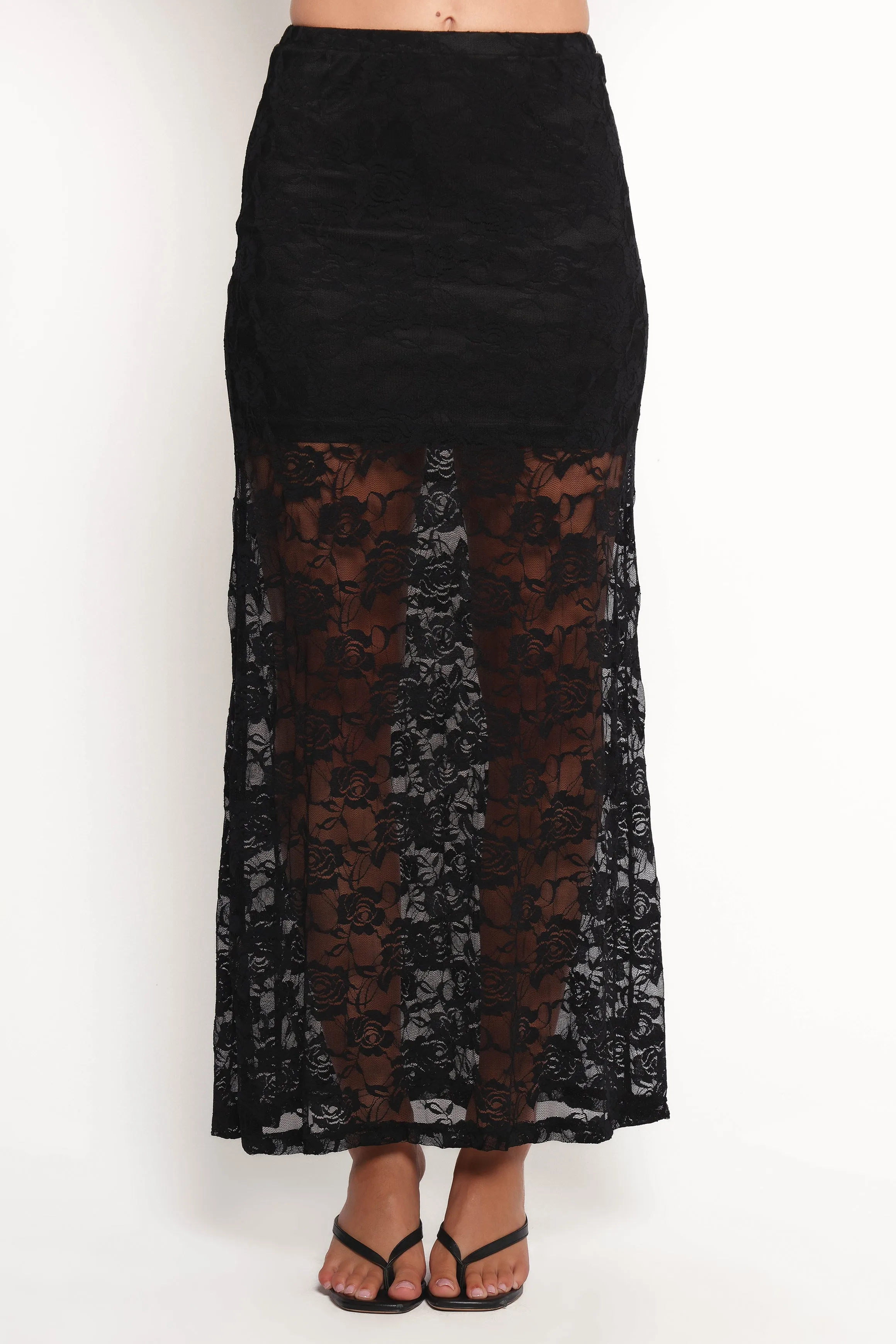 Laken Sheer Lace Maxi Skirt - Black sold by Petal & Pup product image thumbnail 2