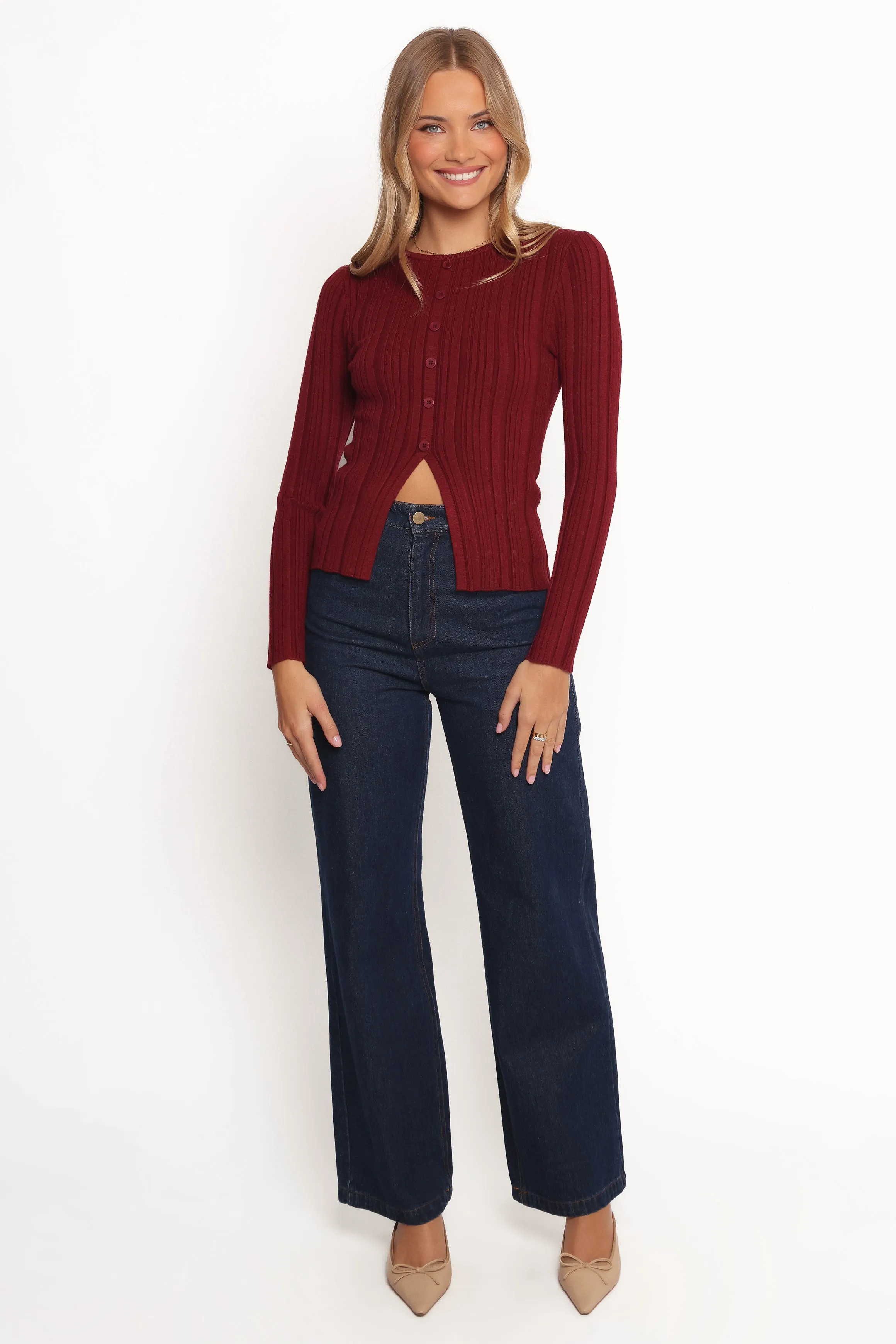 Hatte Cardigan Top - Dark Cherry sold by Petal & Pup product image thumbnail 5