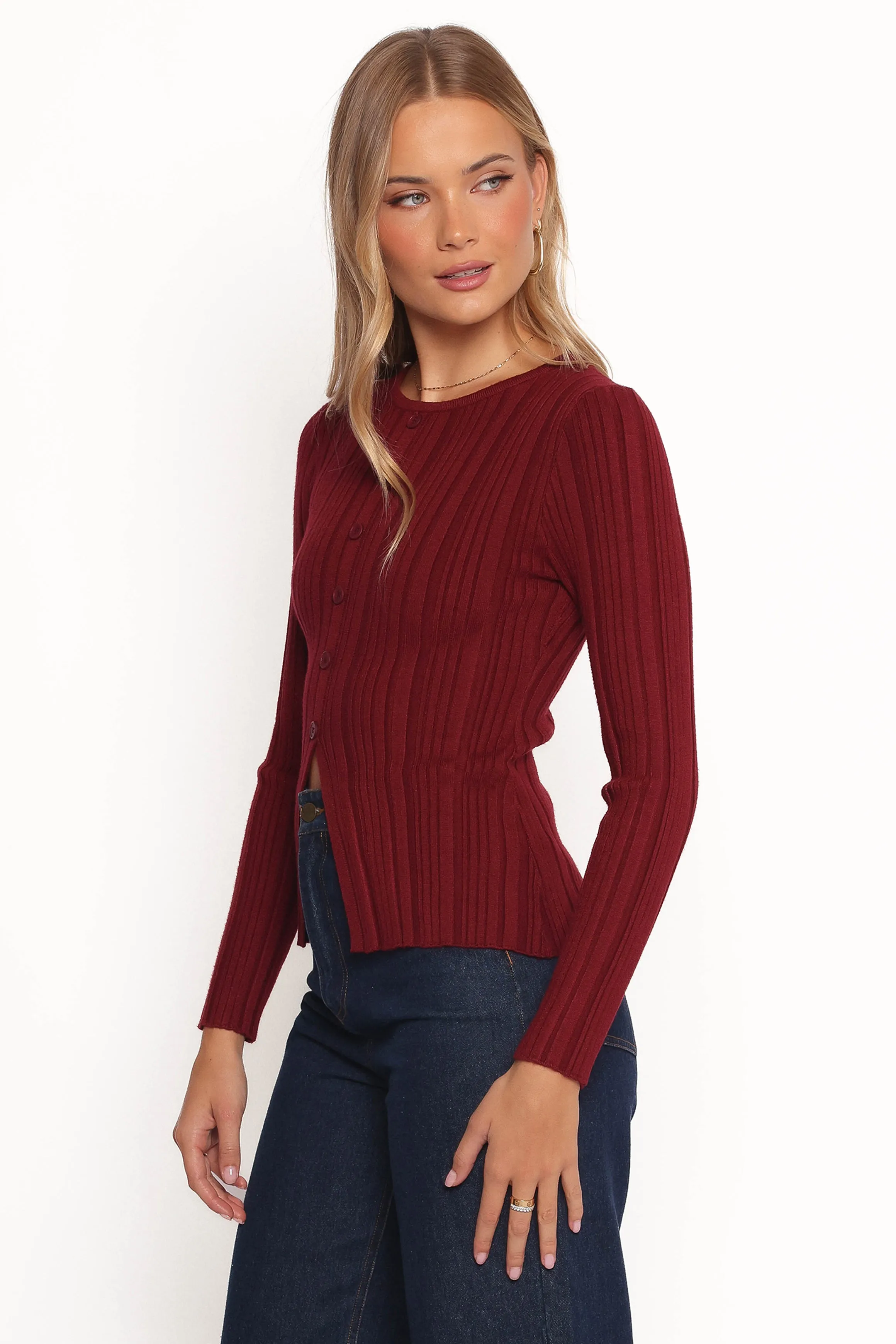 Hatte Cardigan Top - Dark Cherry sold by Petal & Pup product image thumbnail 3