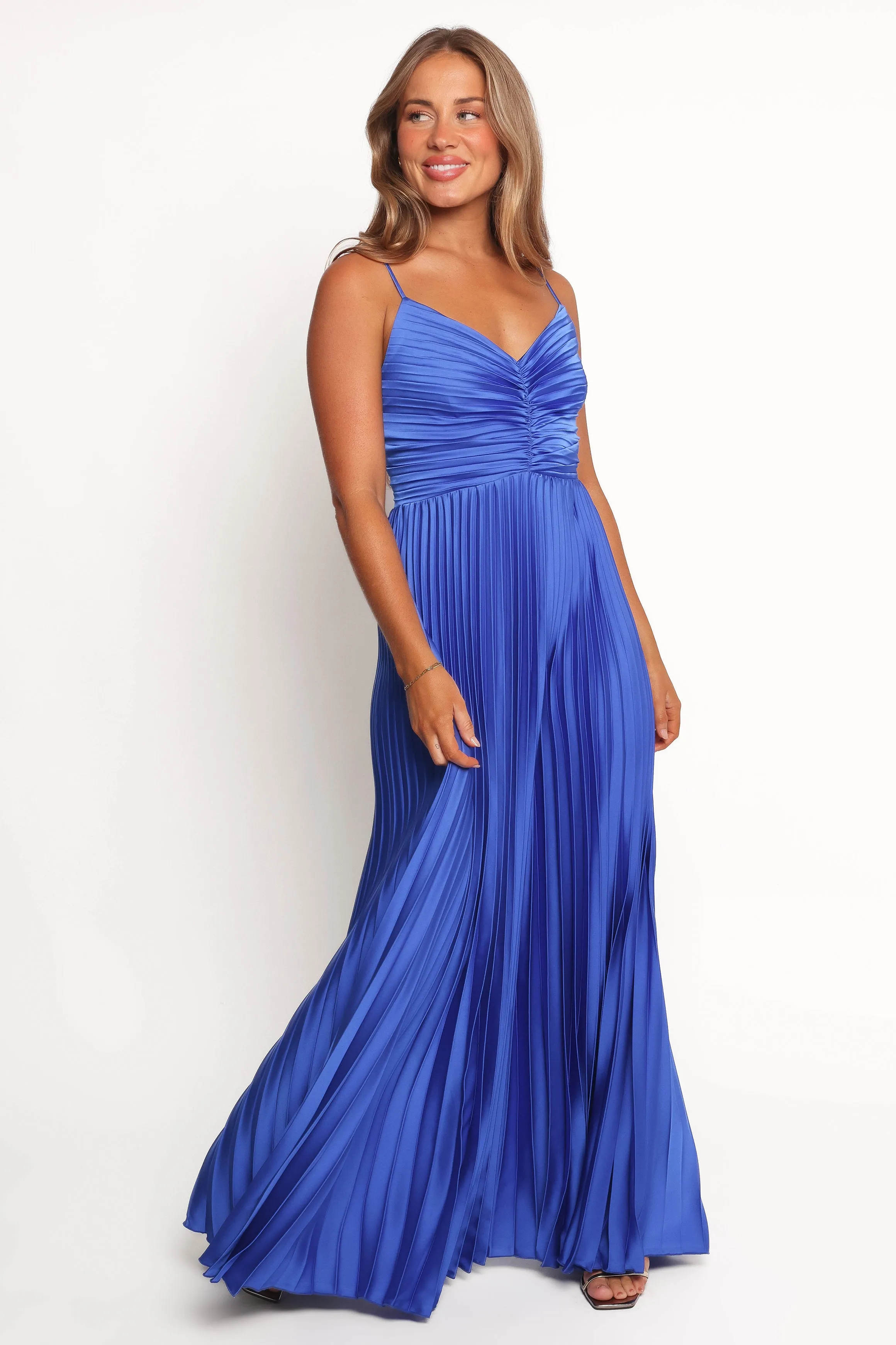 Naira Pleated Maxi Dress - Blue sold by Petal & Pup