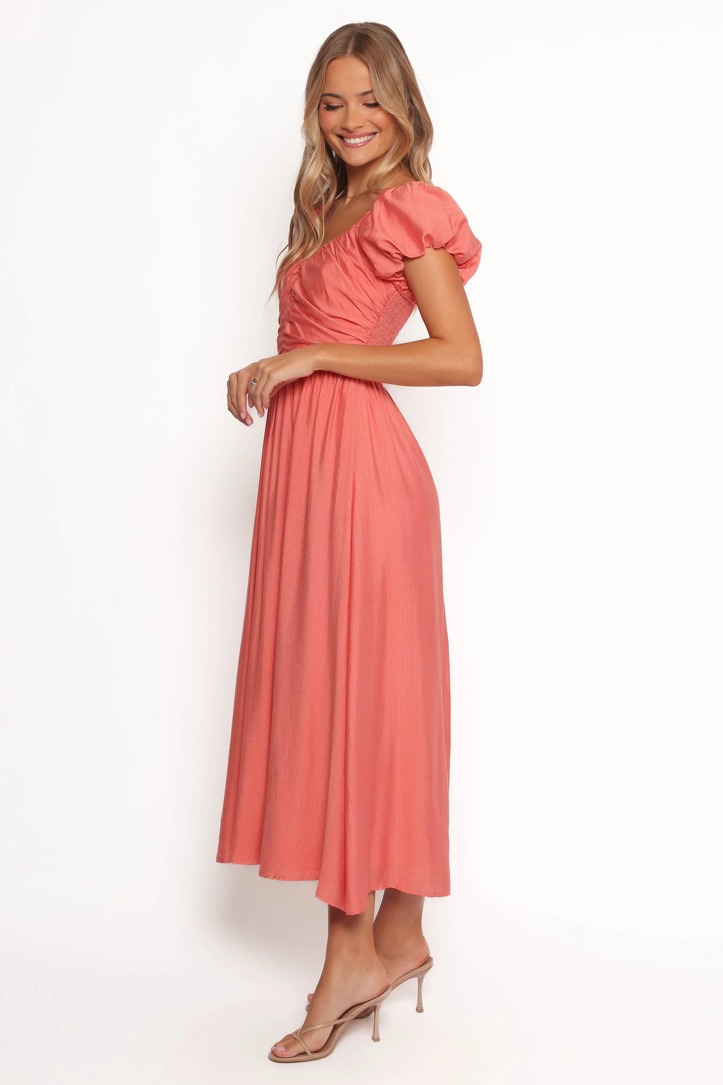 Valeen Midi Dress - Coral sold by Petal & Pup