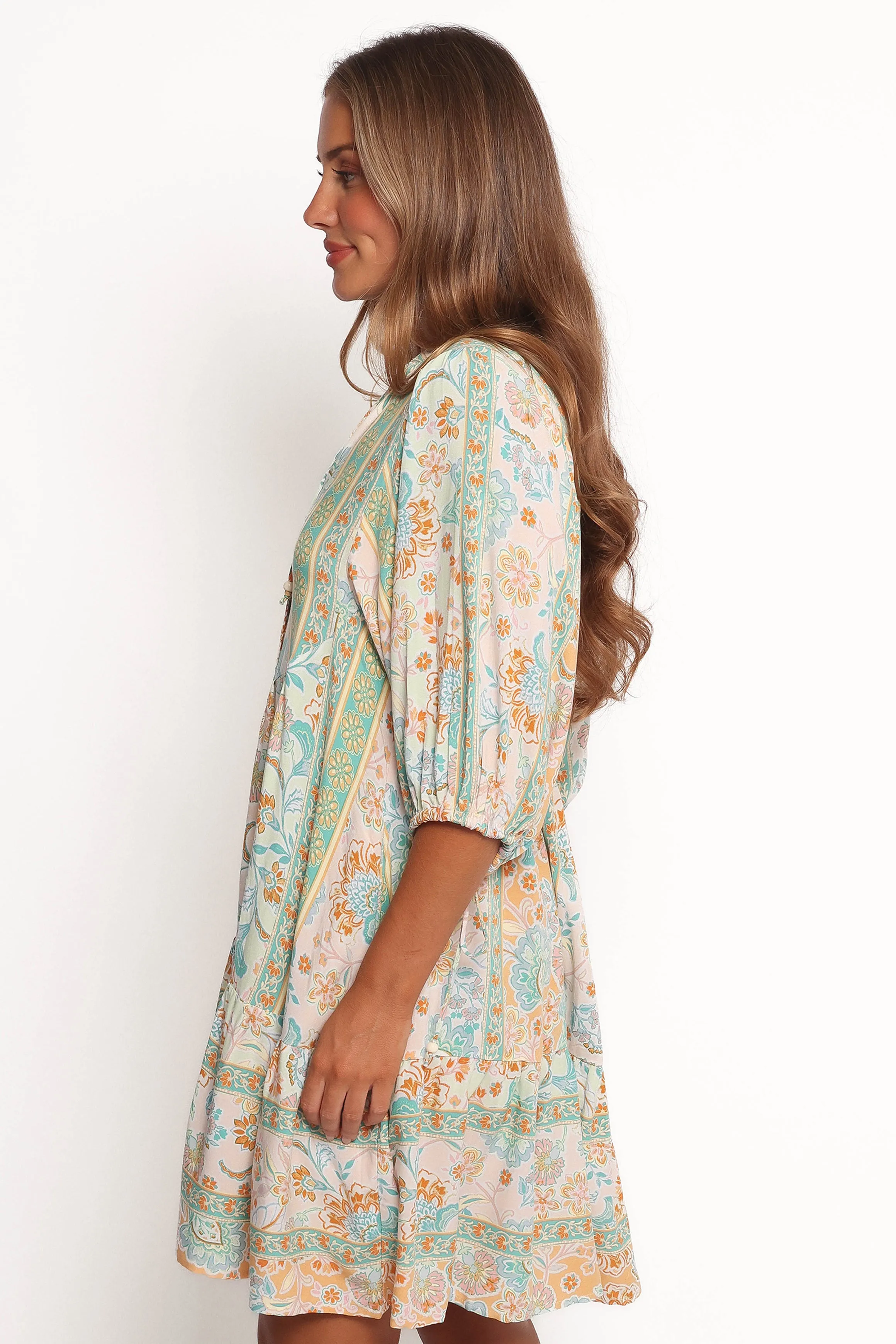 Arden Mini Dress - Green Multi sold by Petal & Pup product image thumbnail 4