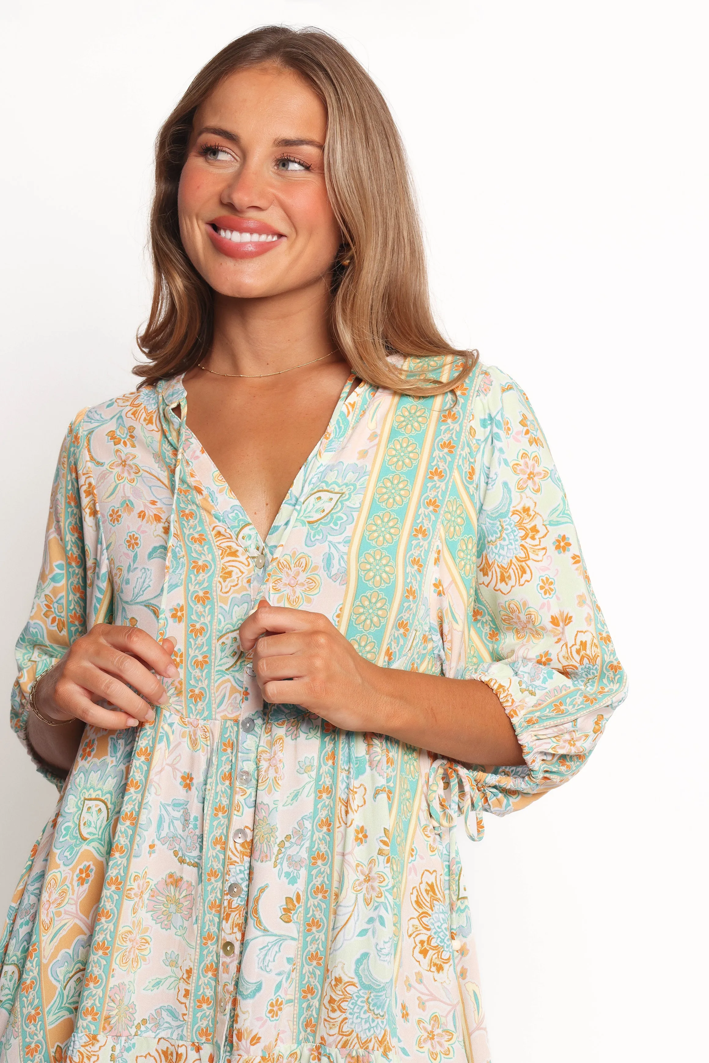 Arden Mini Dress - Green Multi sold by Petal & Pup product image thumbnail 2