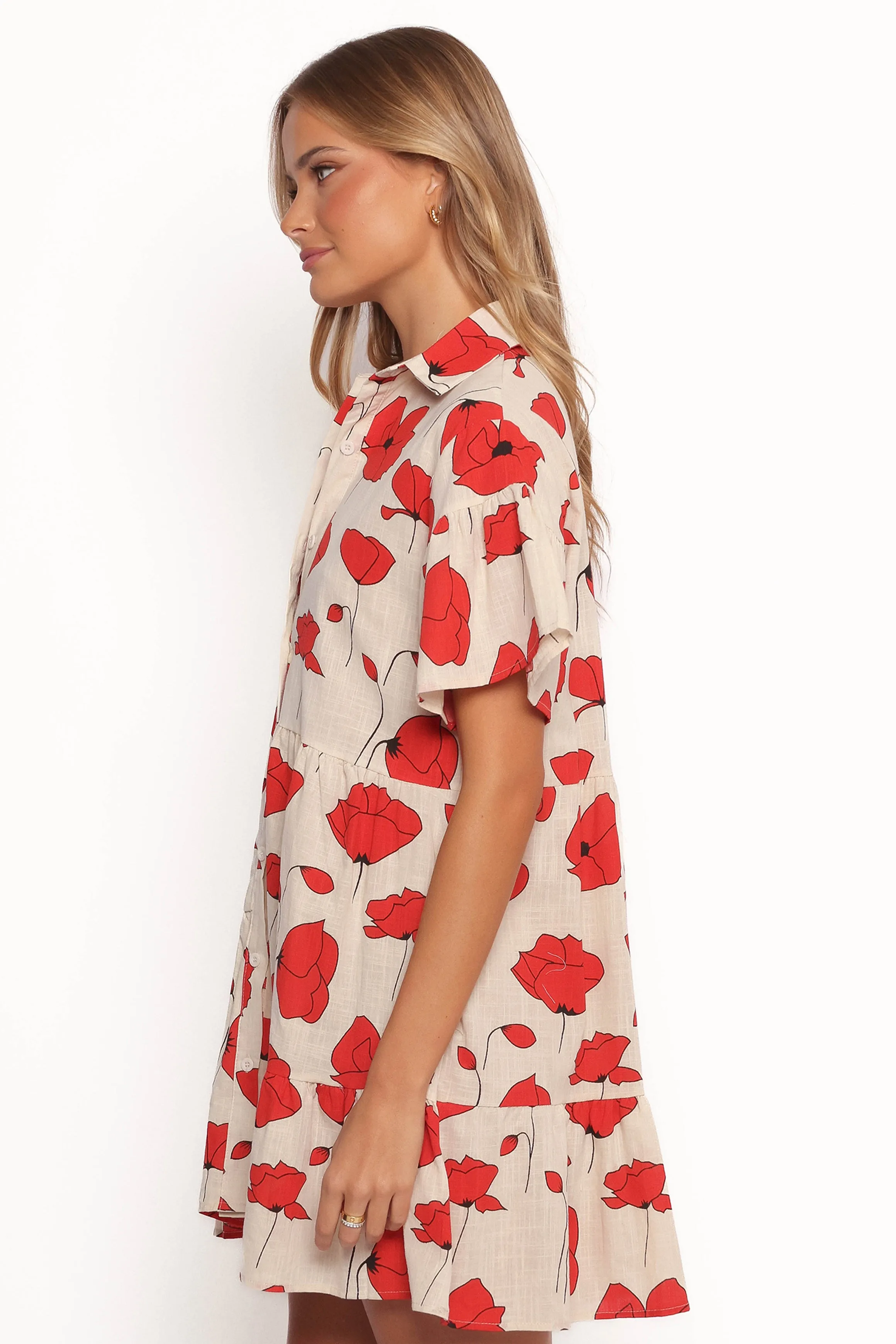 Peachy Mini Linen Dress - Red Poppy Print sold by Petal & Pup product image thumbnail 3