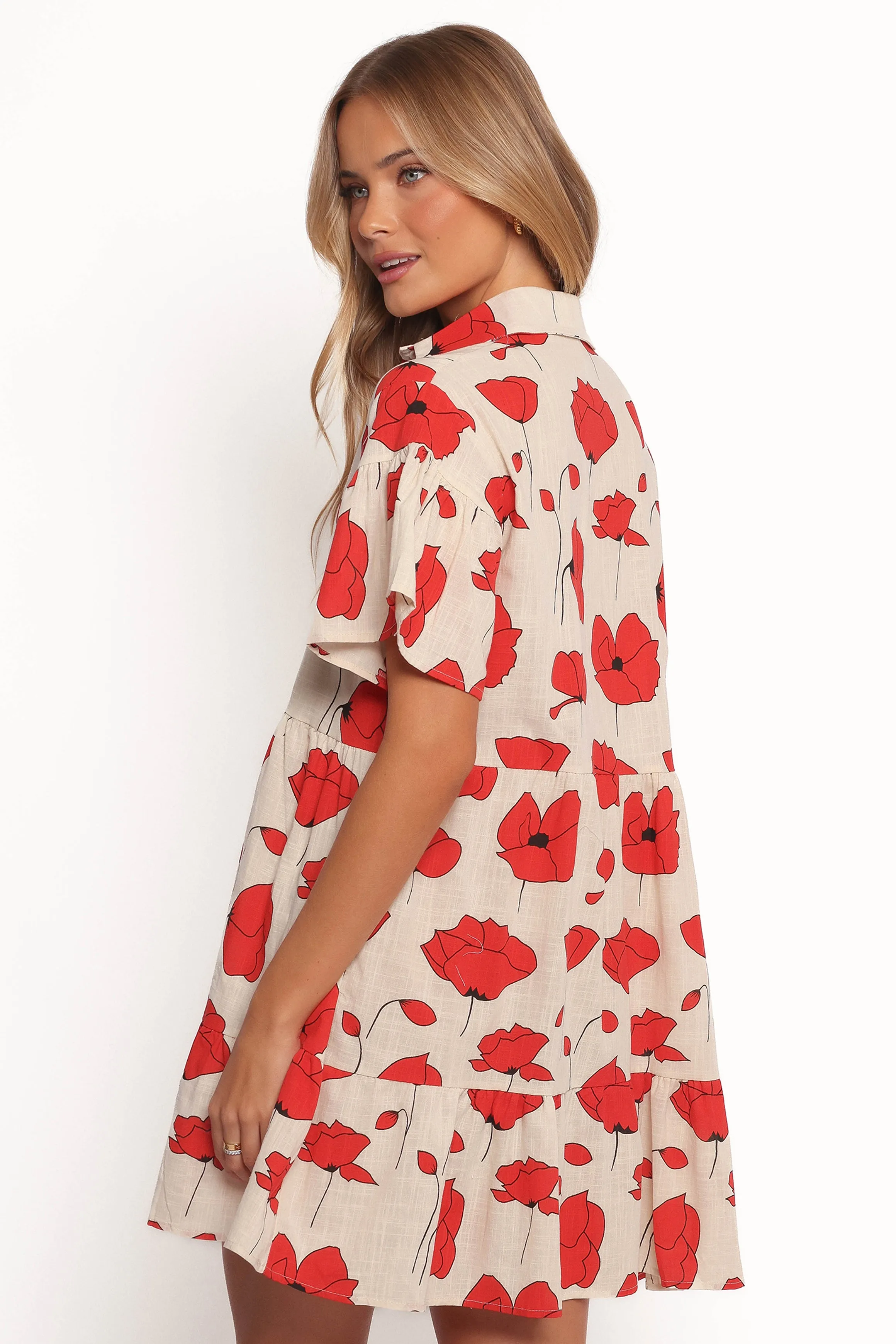 Peachy Mini Linen Dress - Red Poppy Print sold by Petal & Pup product image thumbnail 4