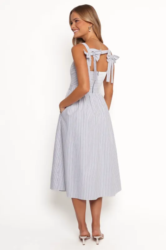 Johanna Midi Dress - Grey/White sold by Petal & Pup
