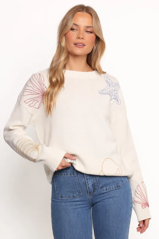 Nikita Seaside Knit Sweater - Cream sold by Petal & Pup