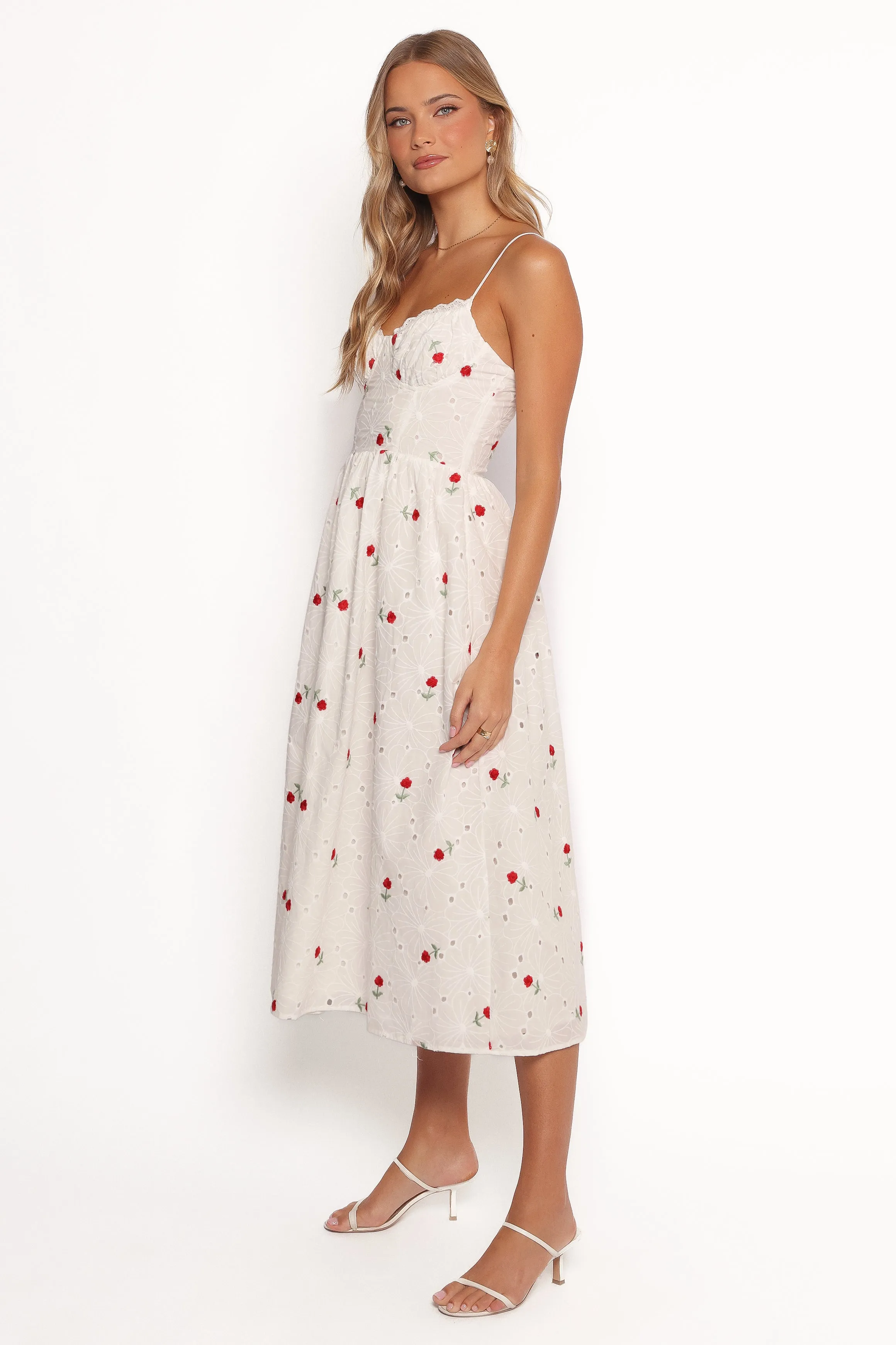 Paloma Maxi Dress - White Red Floral sold by Petal & Pup product image thumbnail 3