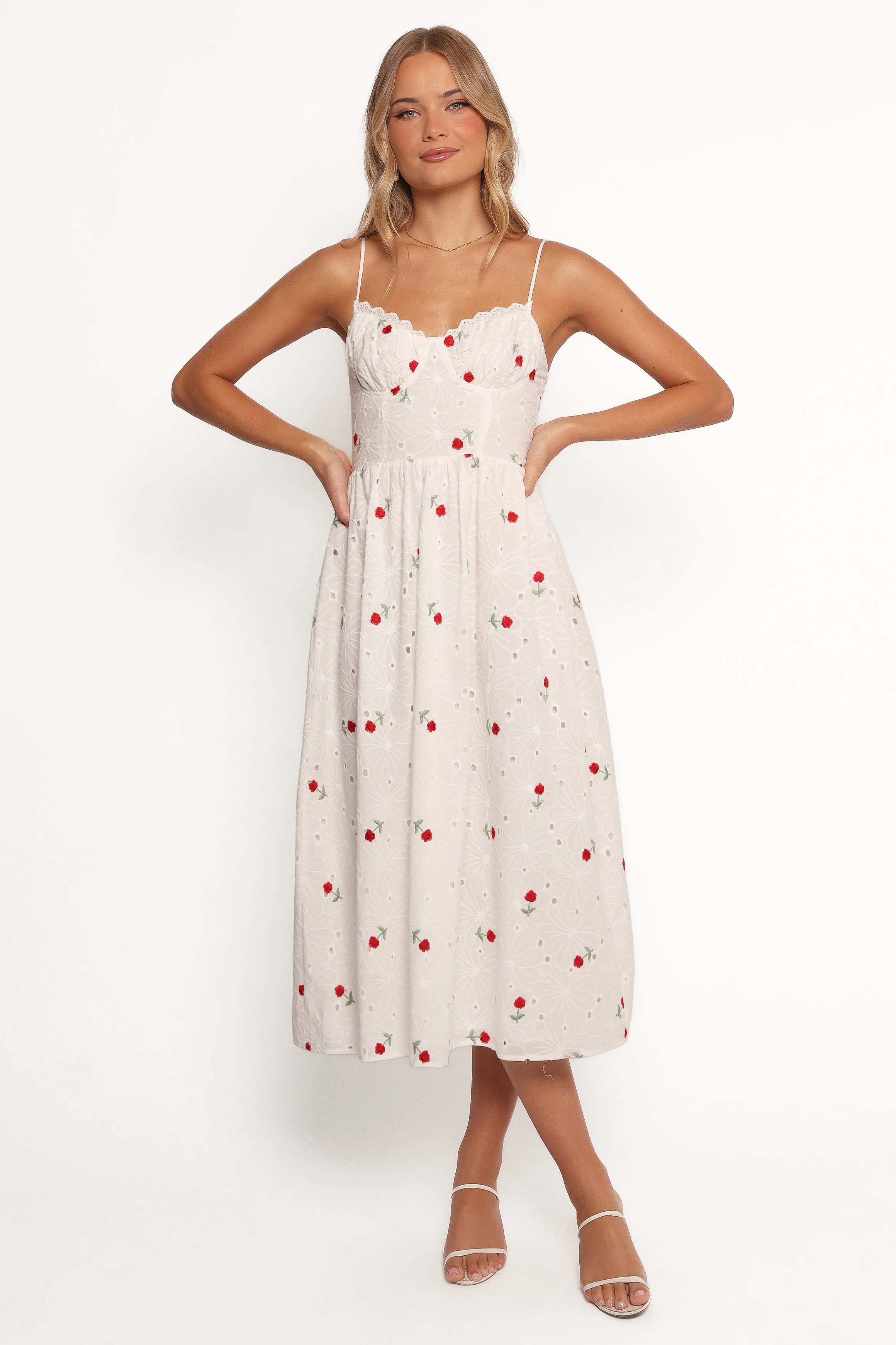 Paloma Maxi Dress - White Red Floral sold by Petal & Pup product image thumbnail 4