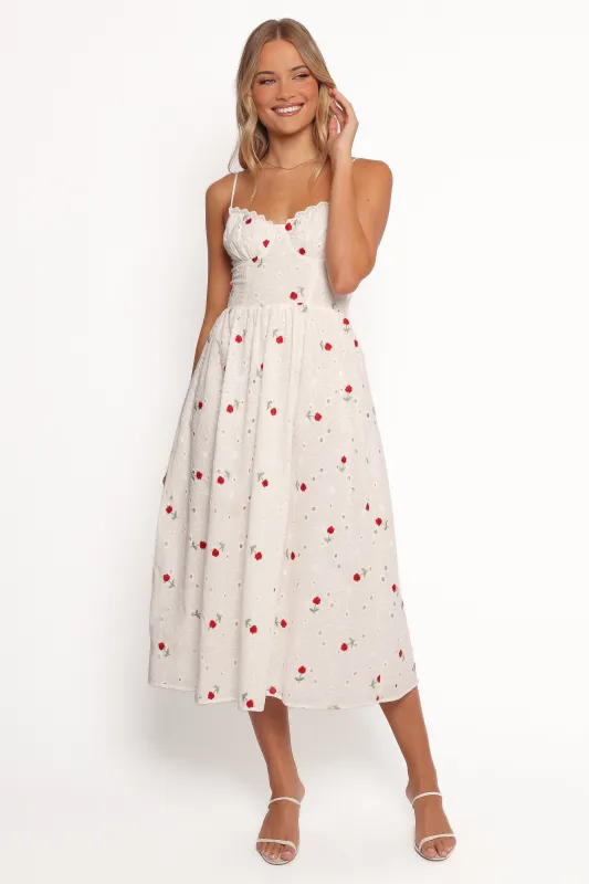 Paloma Maxi Dress - White Red Floral sold by Petal & Pup