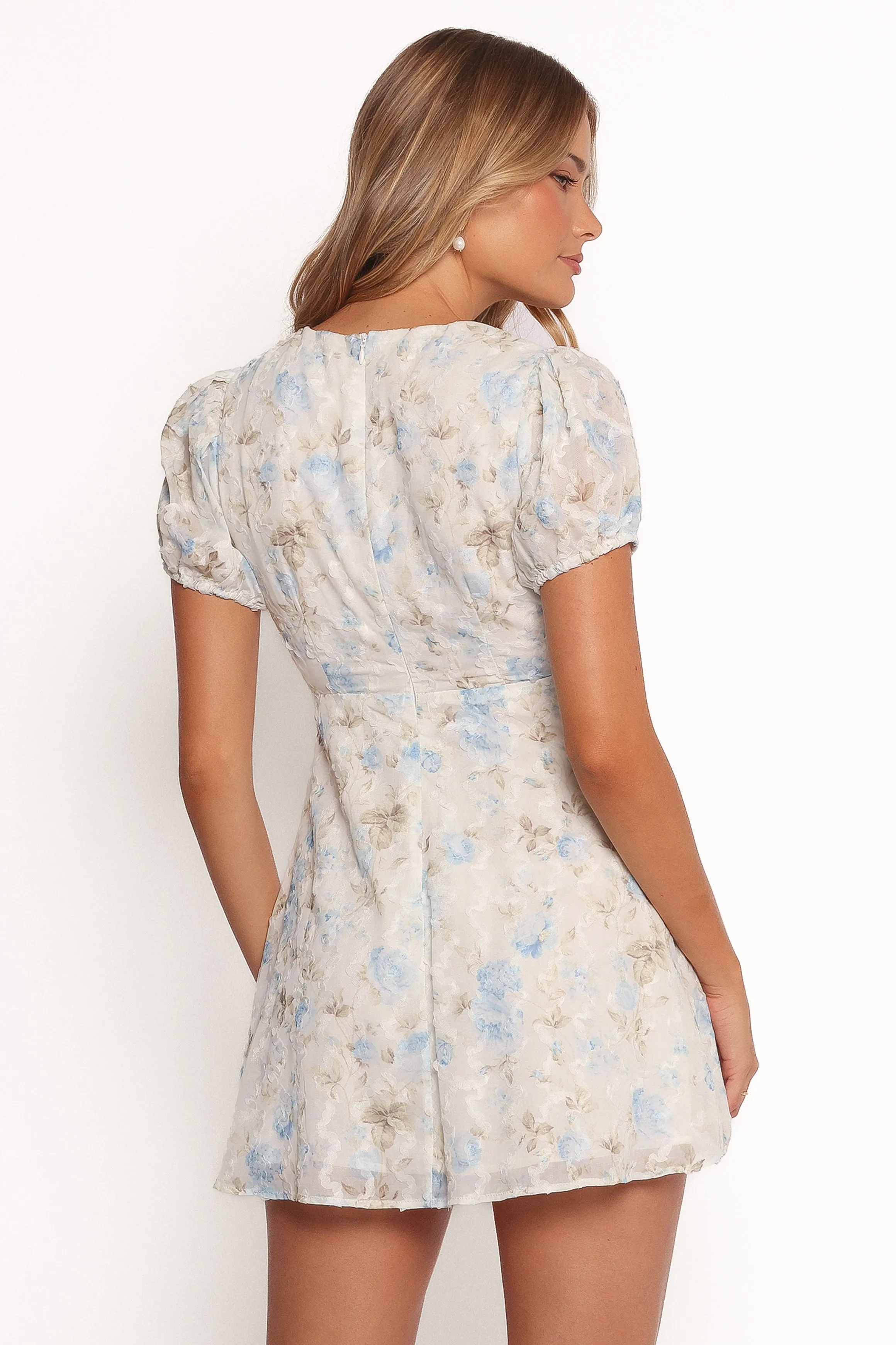 Marisol Mini Dress - Cream Blue Floral sold by Petal & Pup product image thumbnail 4