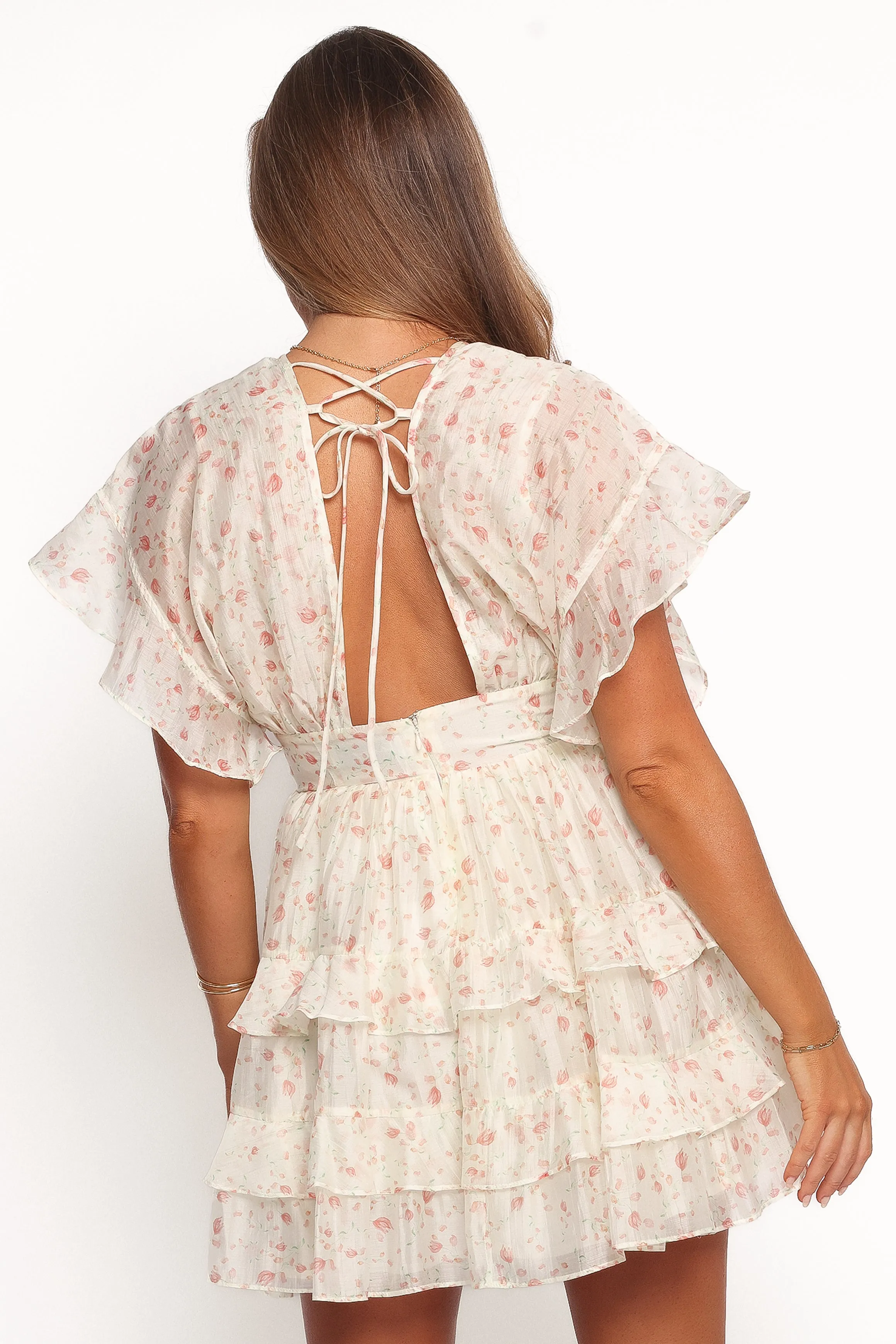 Tamsin Mini Dress - Cream Coral Floral sold by Petal & Pup product image thumbnail 4