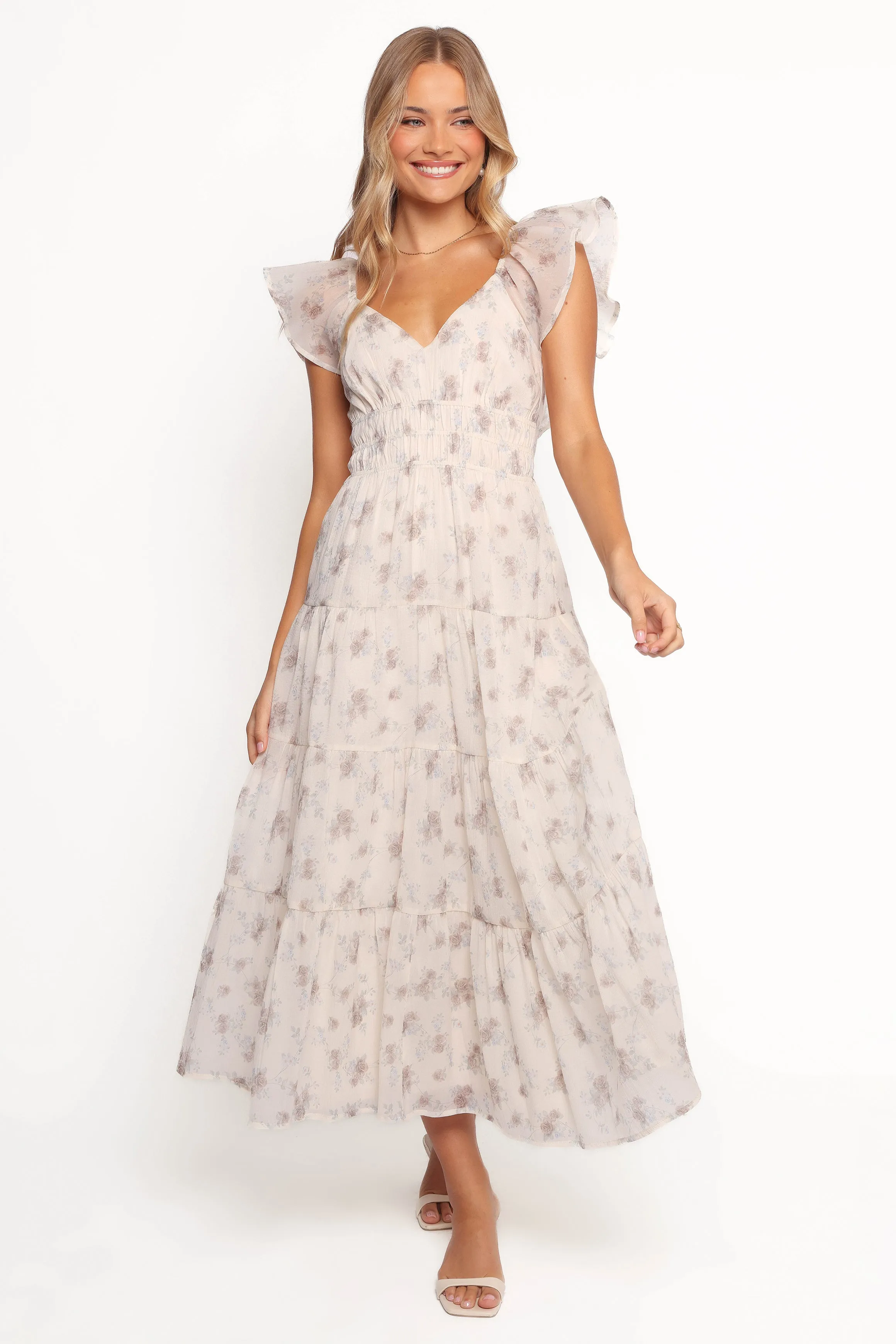 Talia Maxi Dress - Cream Multi Floral sold by Petal & Pup