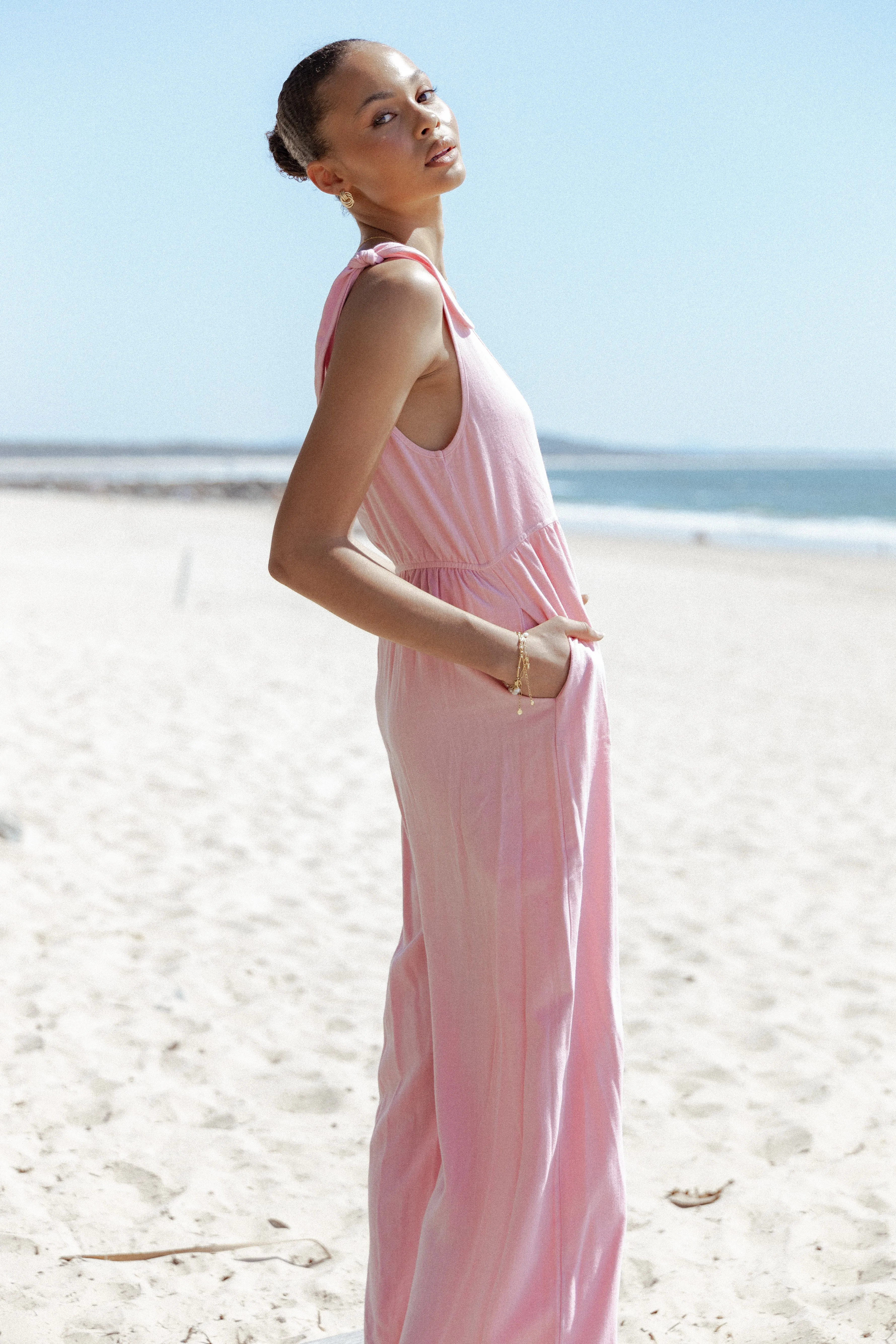 Ayla Linen Jumpsuit - Pale Pink sold by Petal & Pup product image thumbnail 2