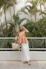 Valencia Halterneck Top - Orange Beige Stripe sold by Petal & Pup