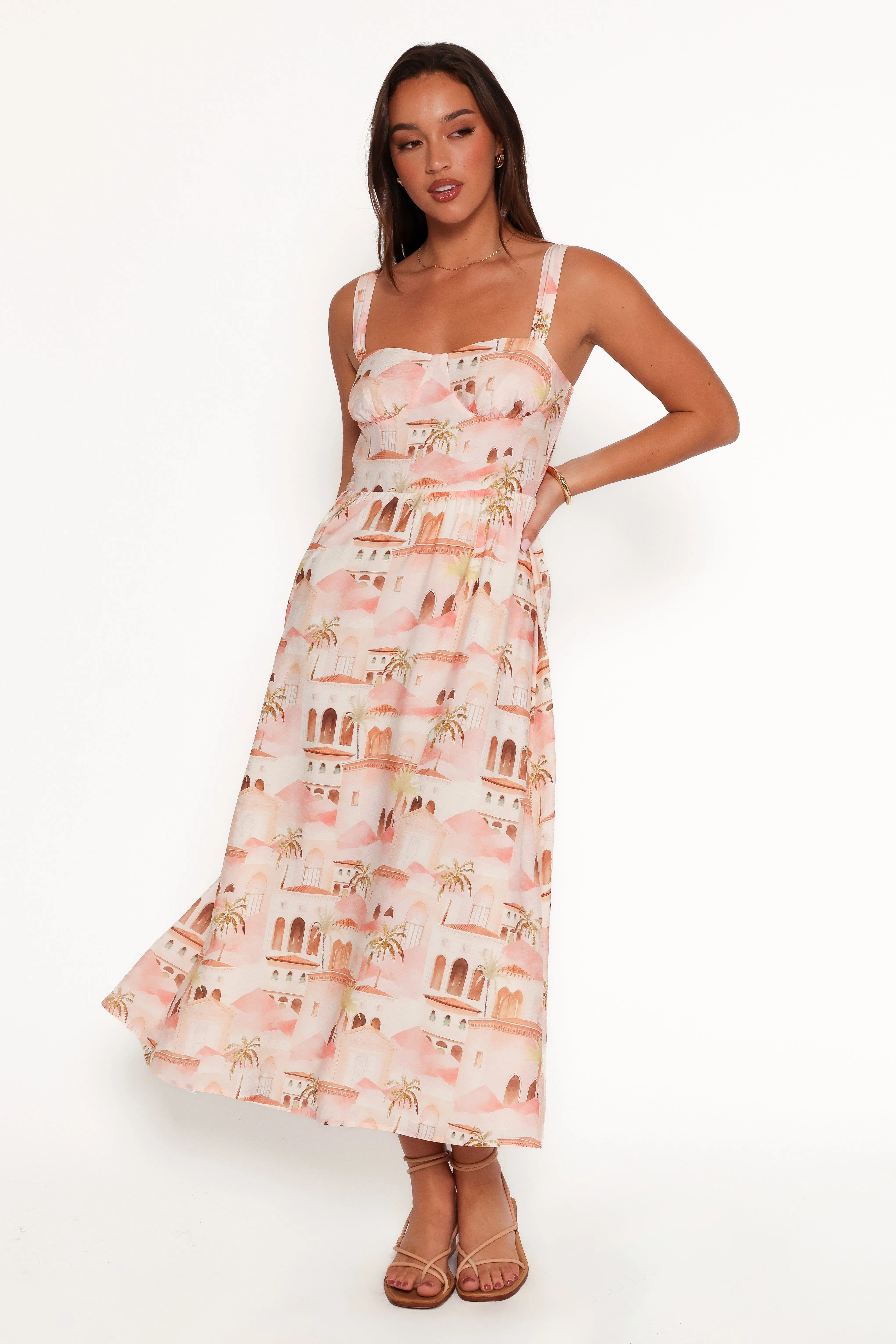 Laurette Midi Dress - Tan Print sold by Petal & Pup product image thumbnail 3