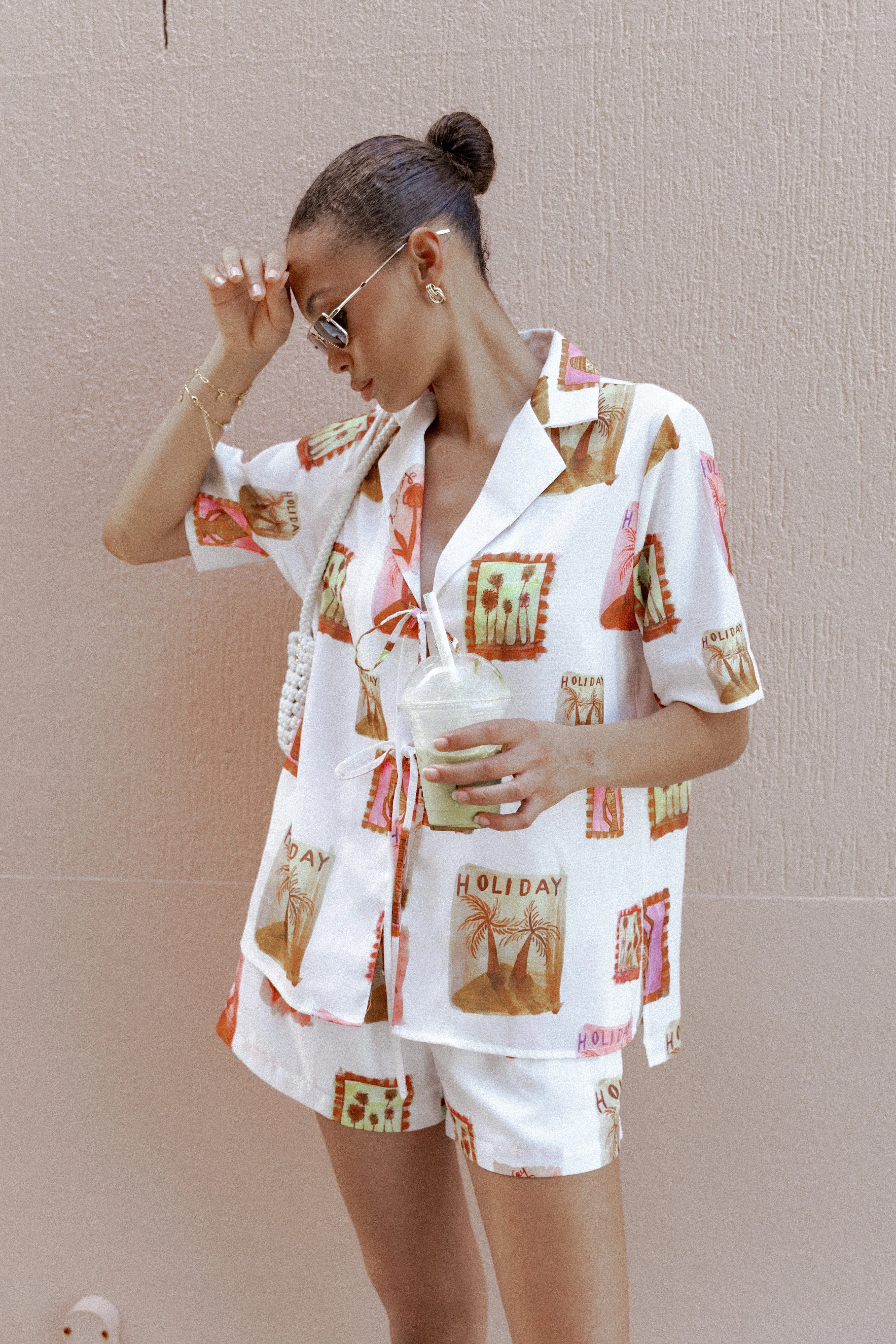 Aaliyah Tie Front Top - White Multi sold by Petal & Pup