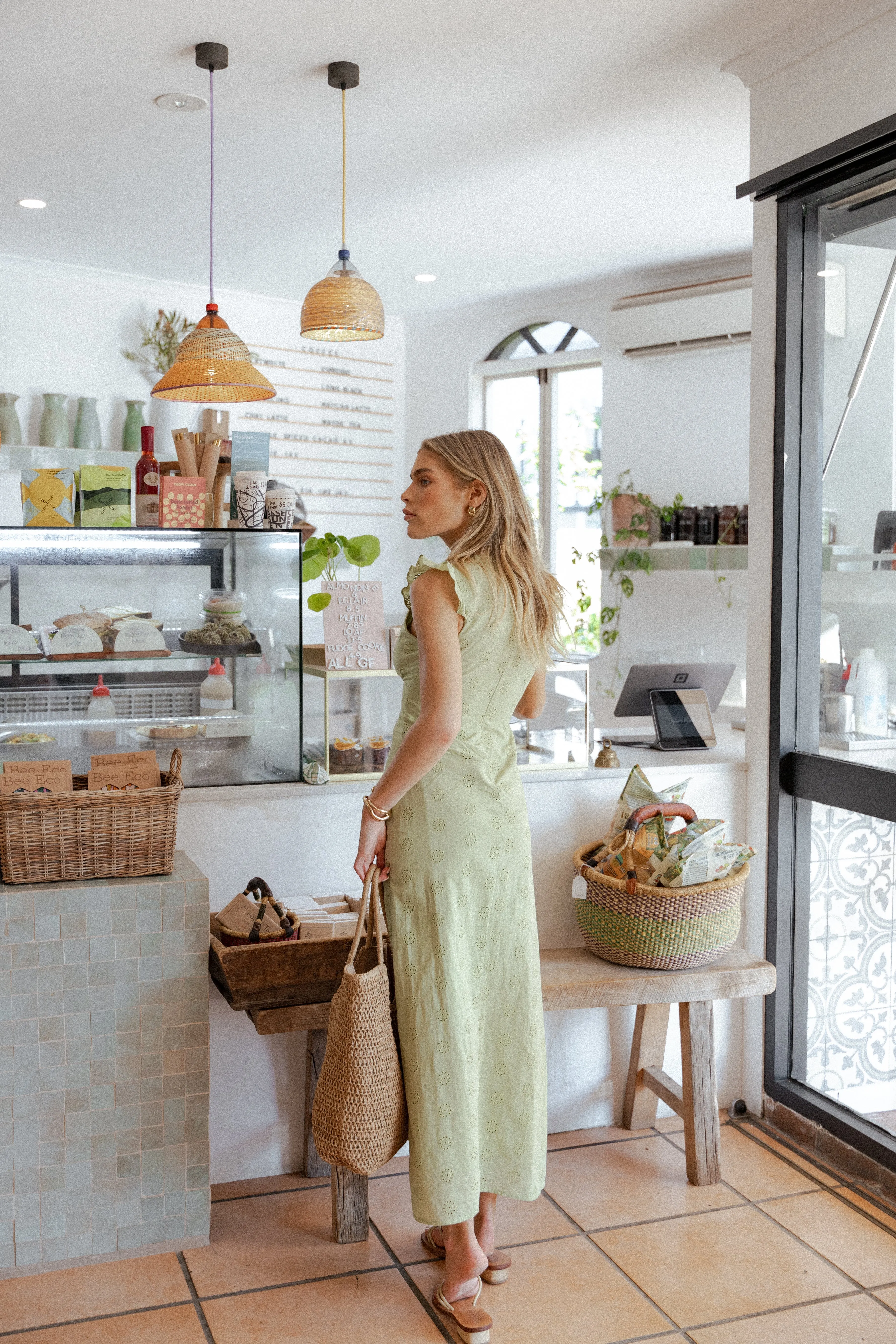 Ensley Flutter Sleeve Maxi Dress - Olive Green sold by Petal & Pup product image thumbnail 2