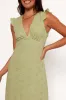 Ensley Flutter Sleeve Maxi Dress - Olive Green sold by Petal & Pup