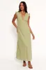 Ensley Flutter Sleeve Maxi Dress - Olive Green sold by Petal & Pup