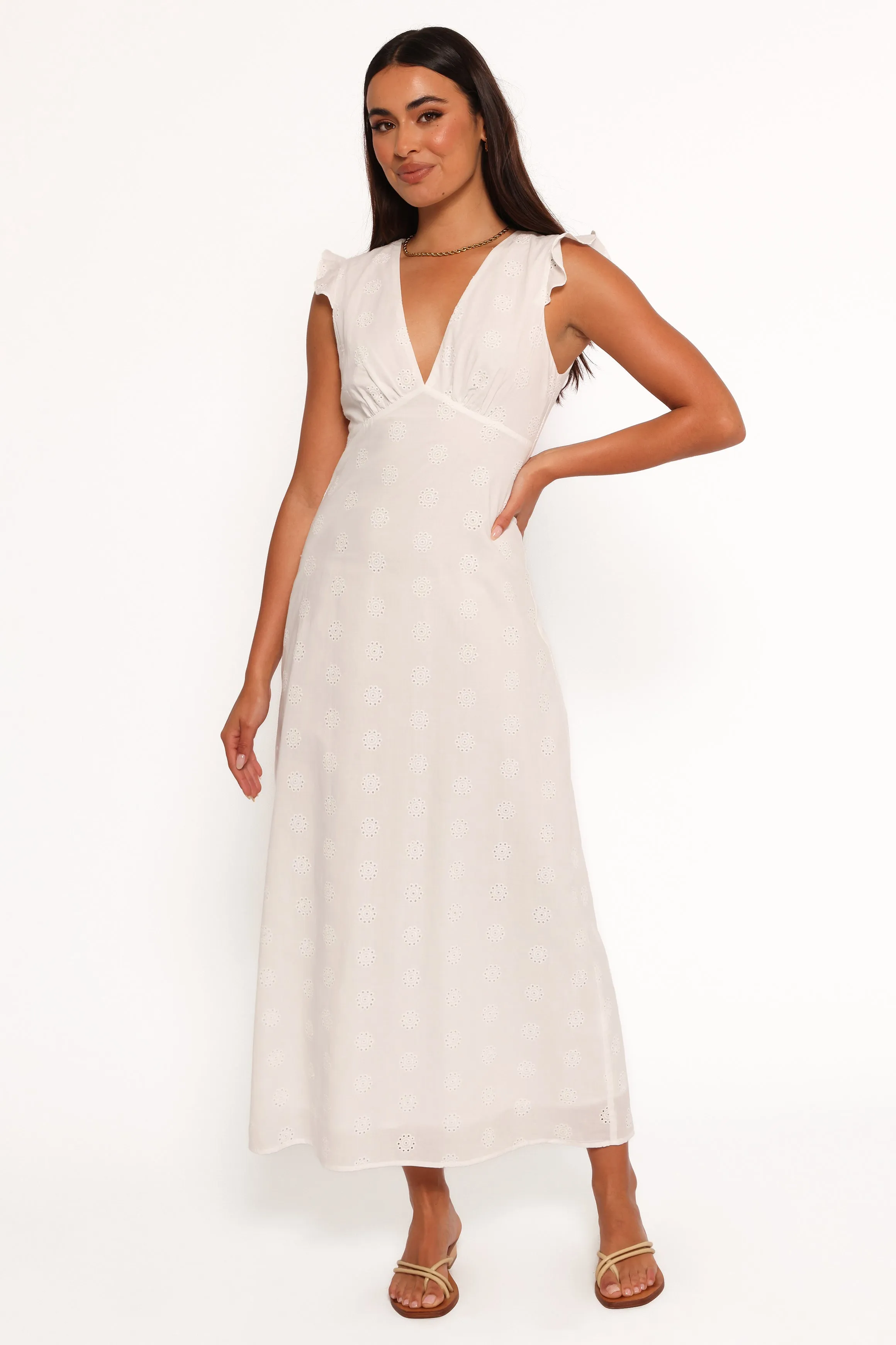 Ensley Flutter Sleeve Maxi Dress - White sold by Petal & Pup product image thumbnail 4