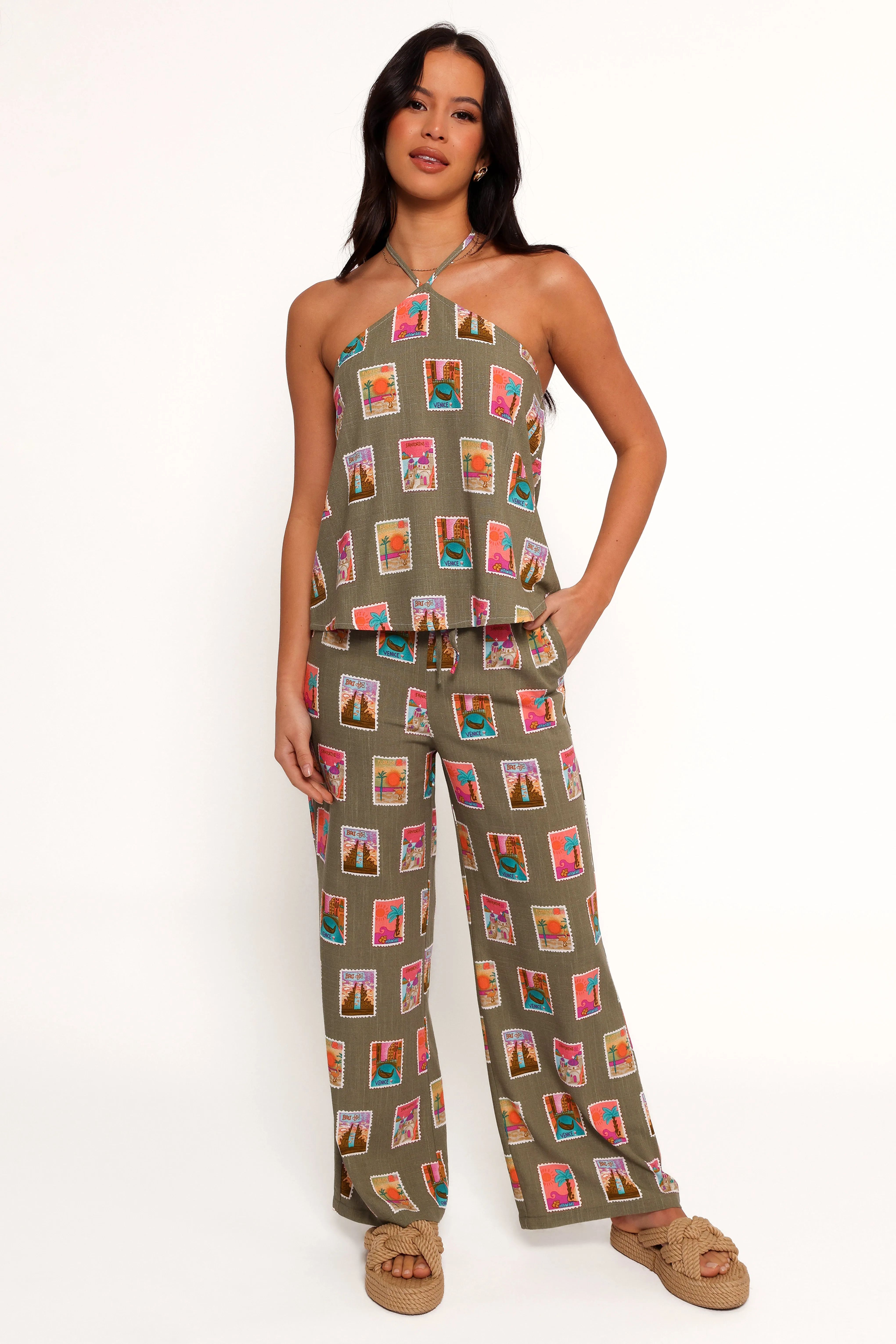 Henri Halter Top - Olive Print sold by Petal & Pup product image thumbnail 4