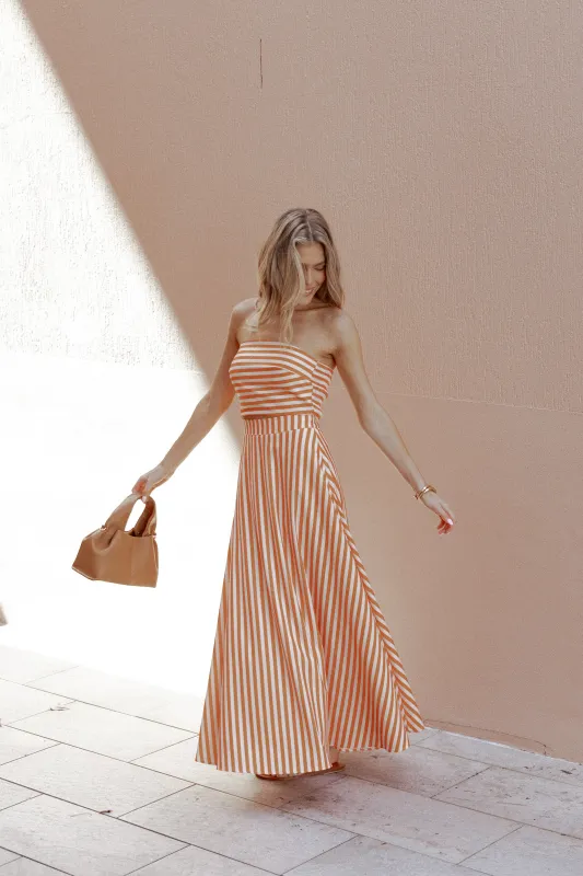 Serafina Two Piece Set - Orange Beige Stripe sold by Petal & Pup