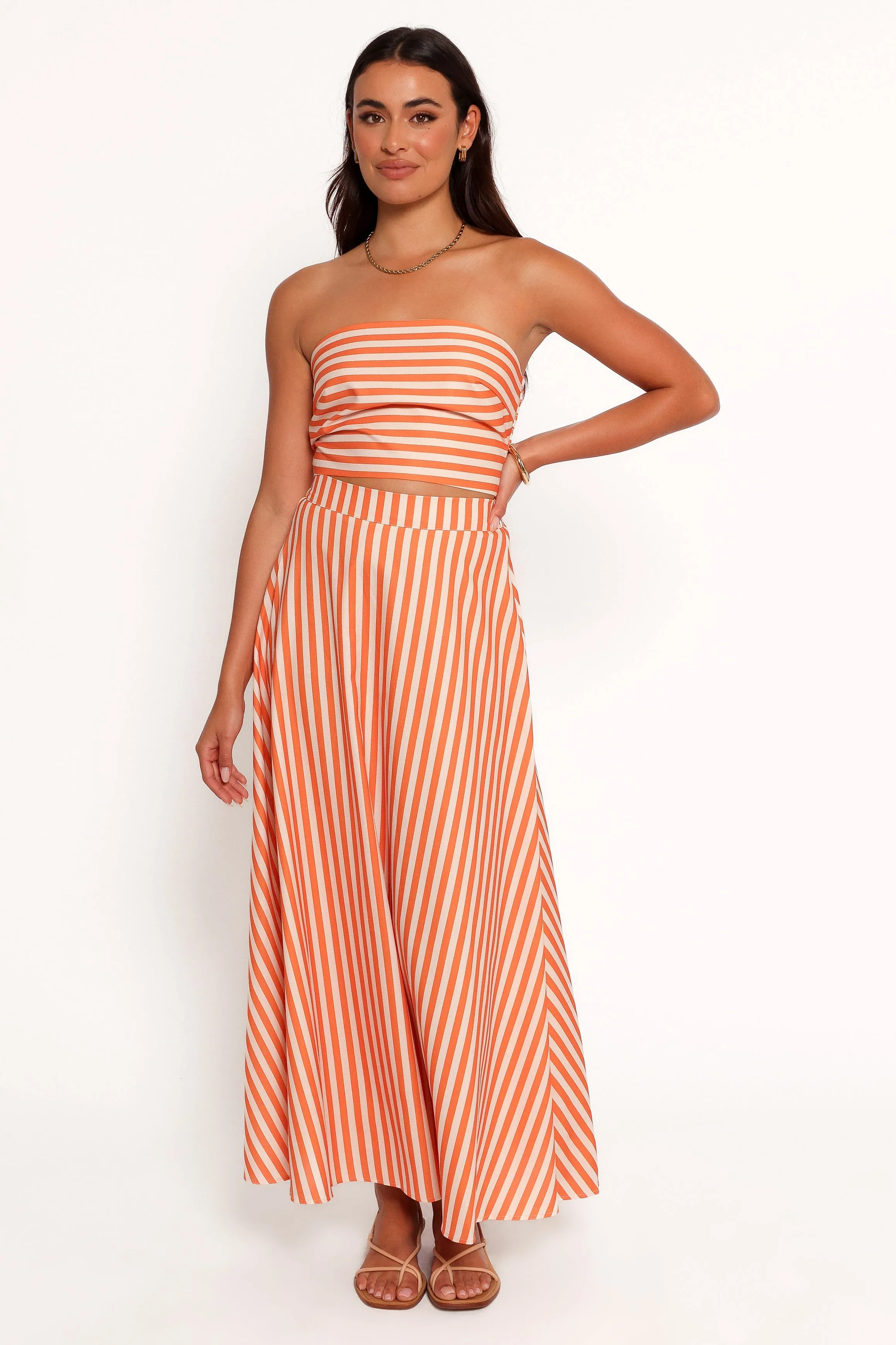 Serafina Two Piece Set - Orange Beige Stripe sold by Petal & Pup product image thumbnail 3