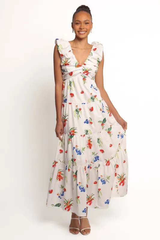 Valerie Maxi Dress - Off White/Red sold by Petal & Pup