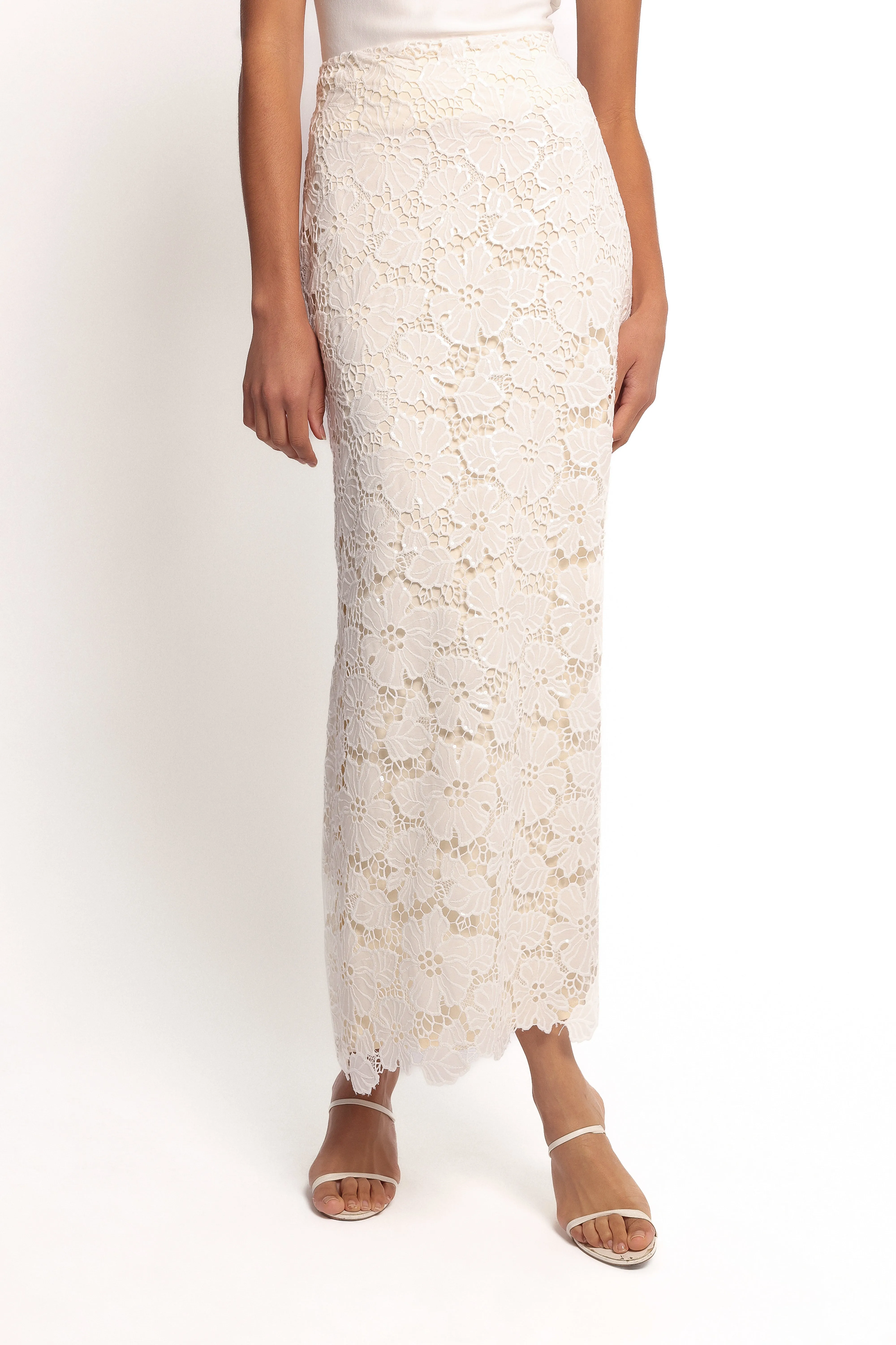 Mika Floral Lace Maxi Skirt - White sold by Petal & Pup product image thumbnail 2