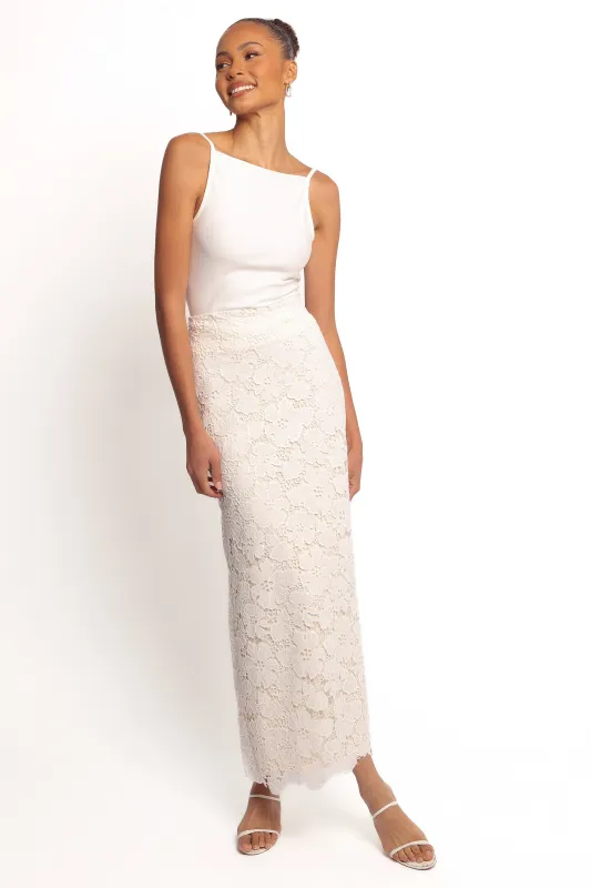Mika Floral Lace Maxi Skirt - White sold by Petal & Pup