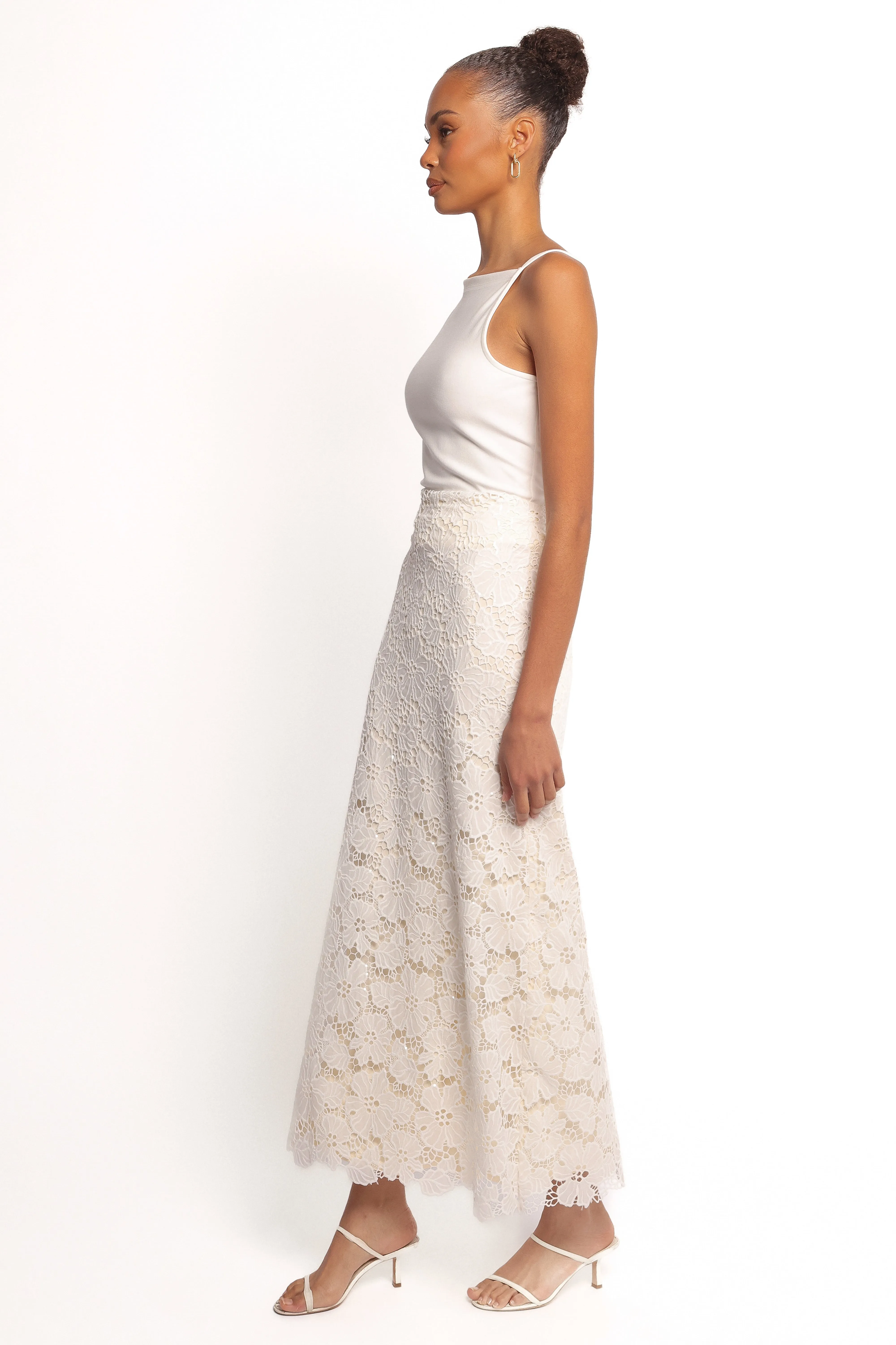 Mika Floral Lace Maxi Skirt - White sold by Petal & Pup product image thumbnail 3
