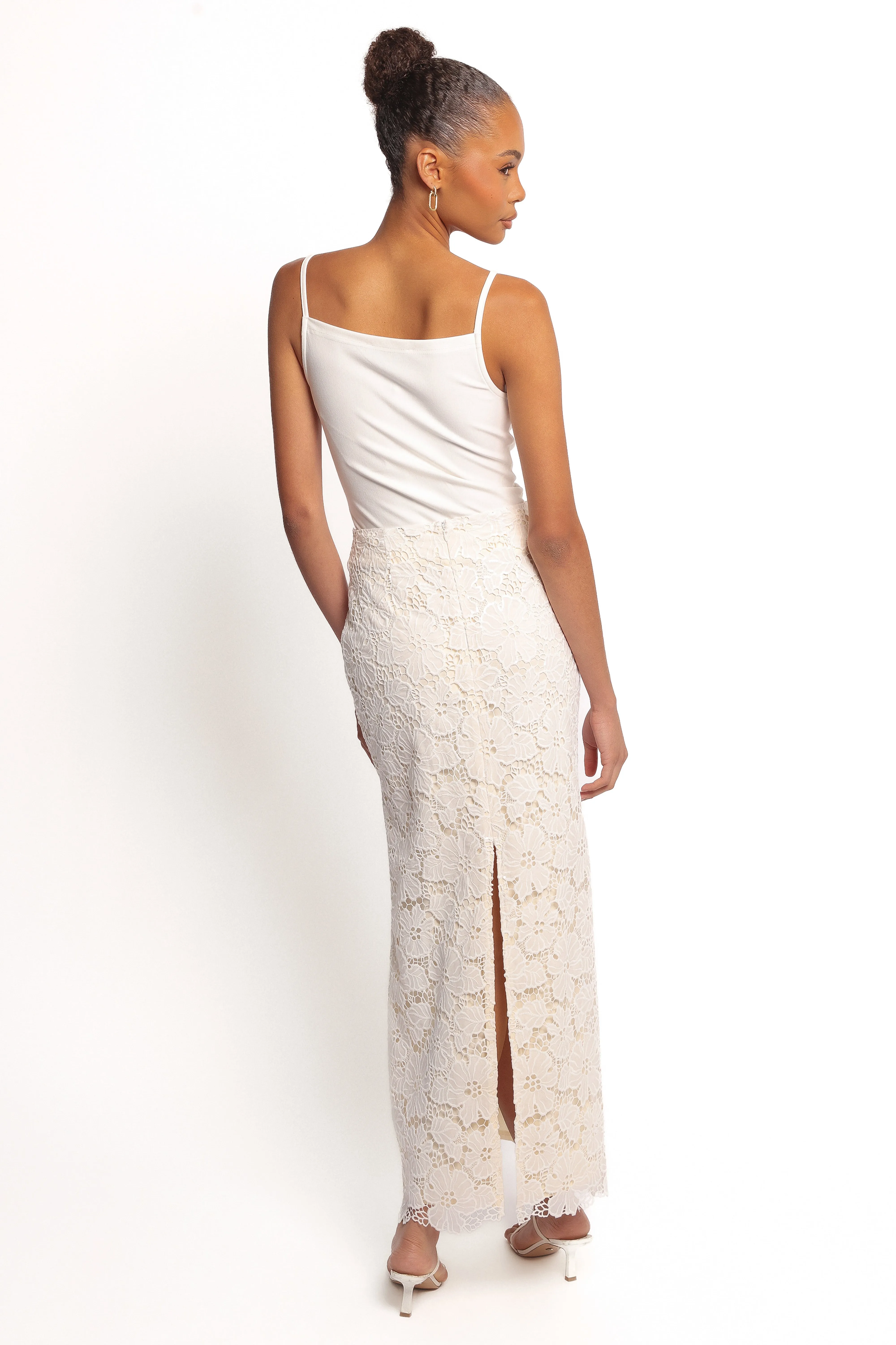 Mika Floral Lace Maxi Skirt - White sold by Petal & Pup product image thumbnail 4