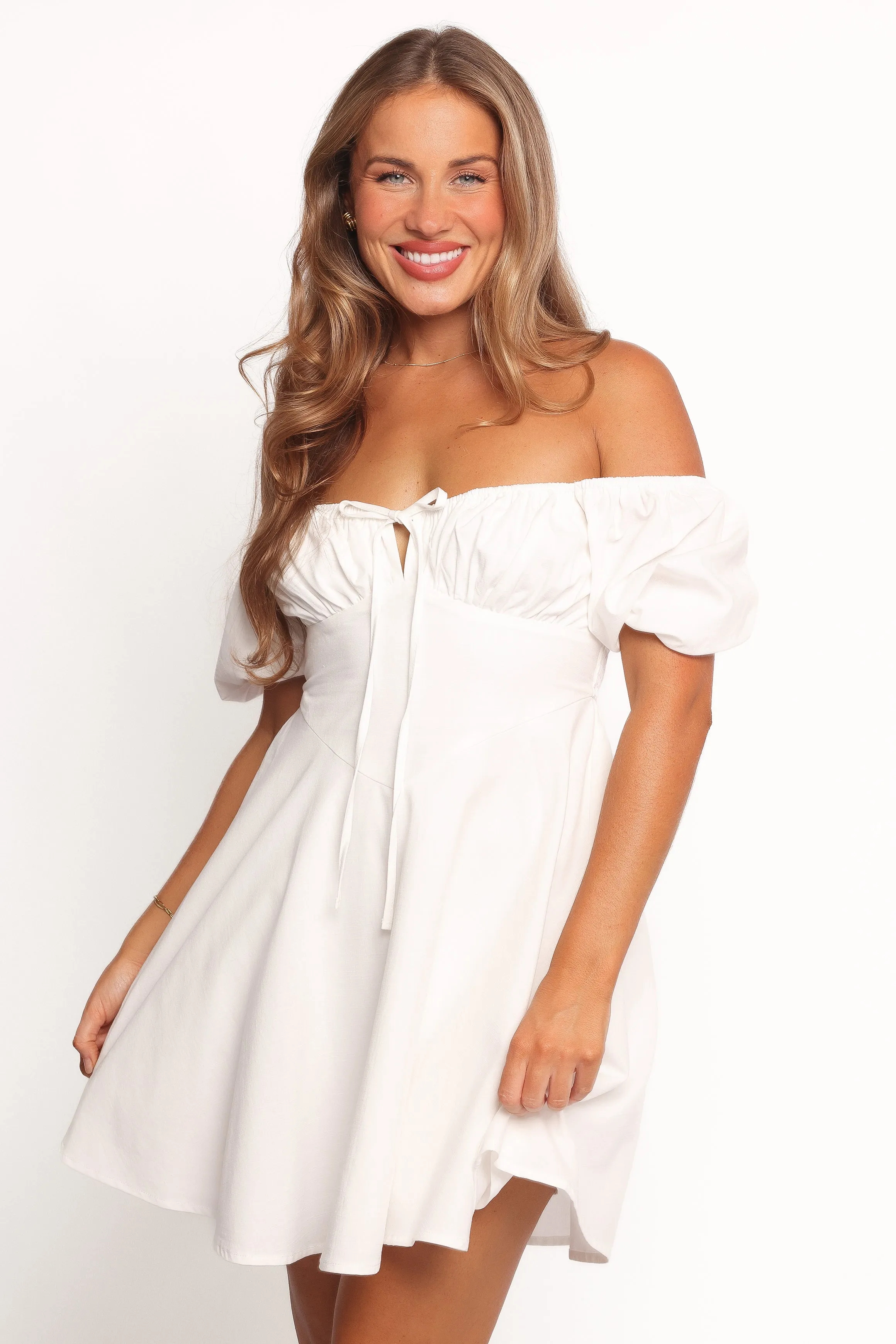 Eliska Mini Dress - White sold by Petal & Pup
