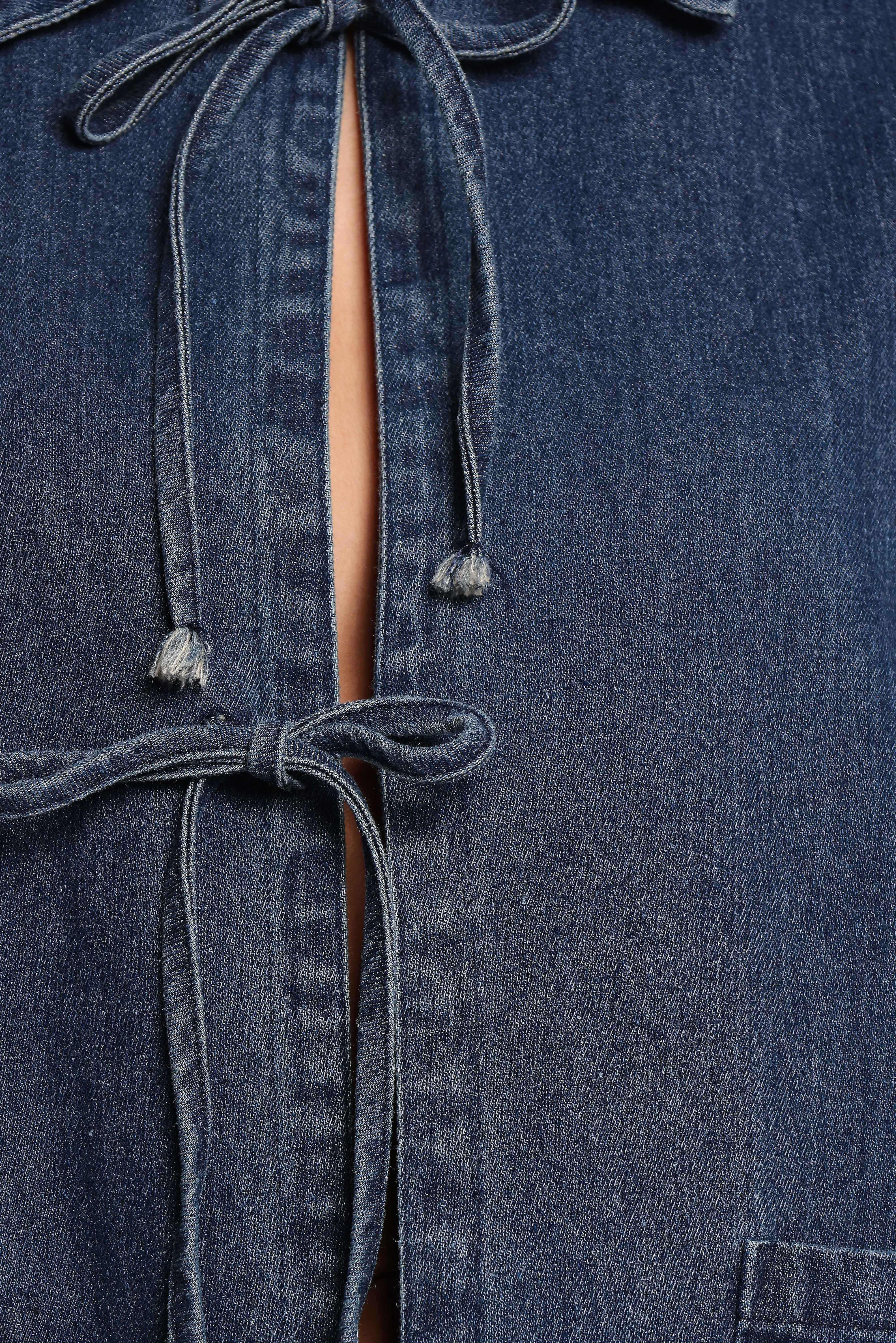 Avon Bow Front Denim Shacket - Denim sold by Petal & Pup product image thumbnail 5