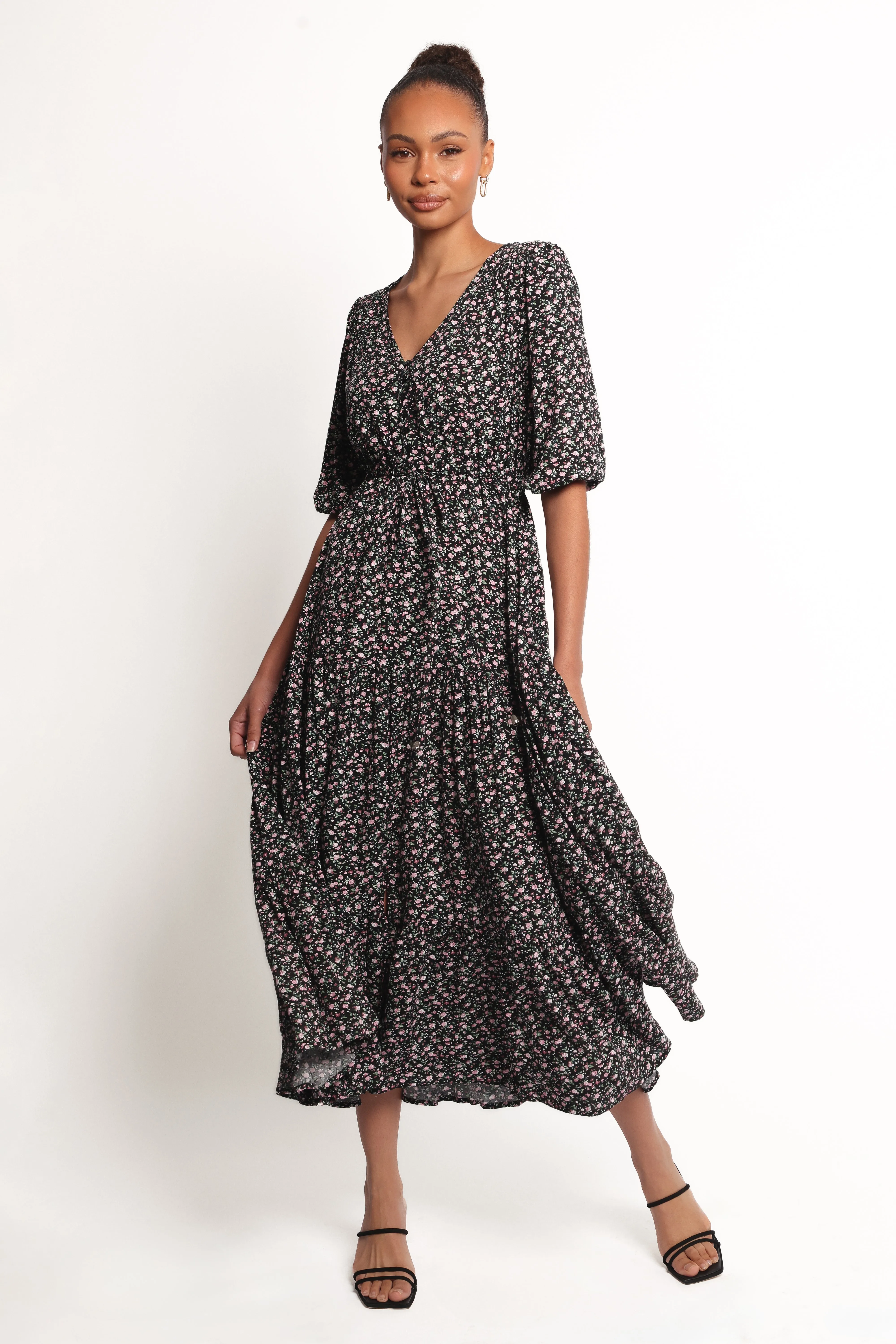 Kelda Dress - Black Rosebud Floral sold by Petal & Pup product image thumbnail 2