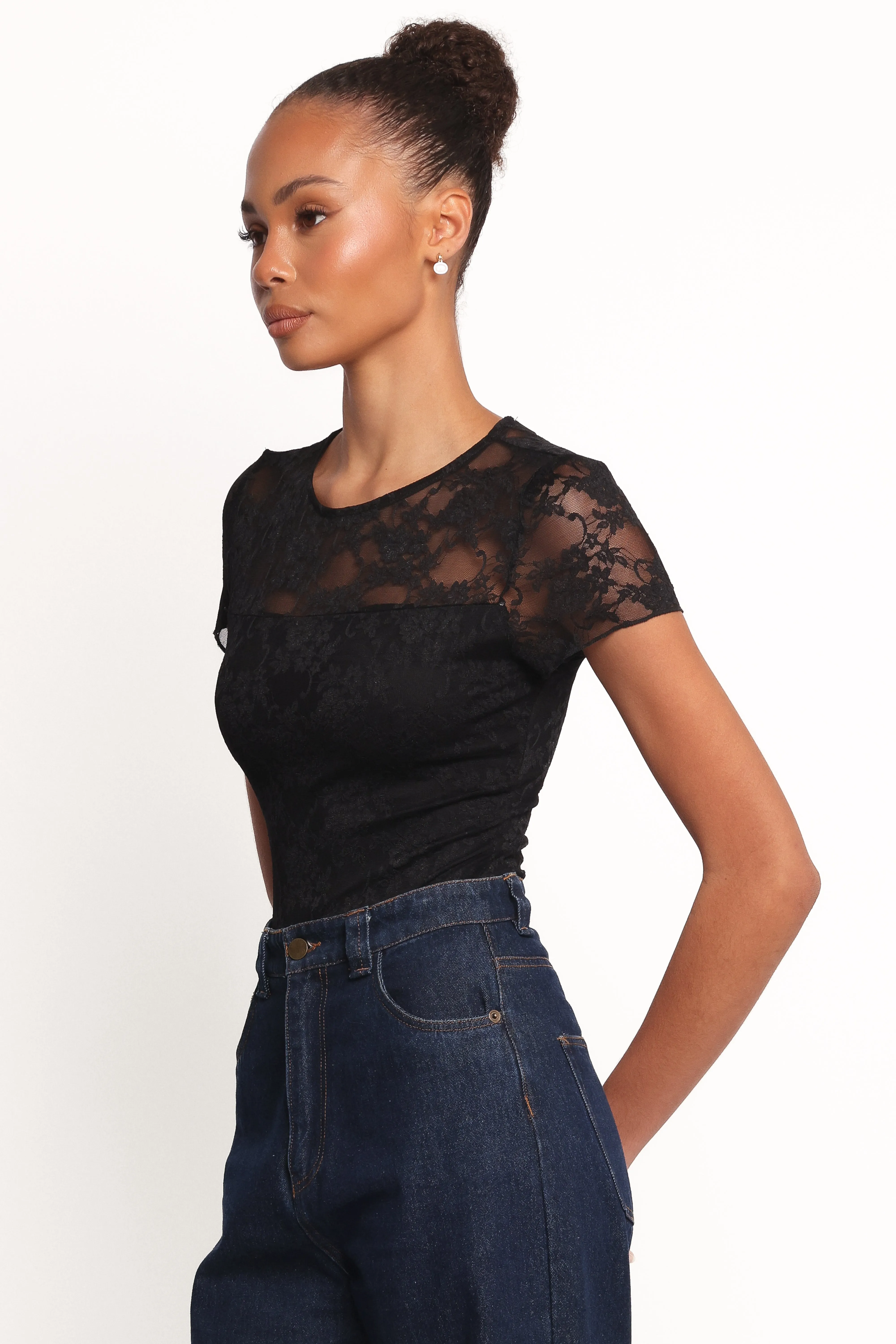 Ziva Lace Overlay Bodysuit - Black sold by Petal & Pup product image thumbnail 4