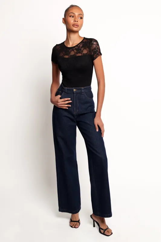 Ziva Lace Overlay Bodysuit - Black sold by Petal & Pup