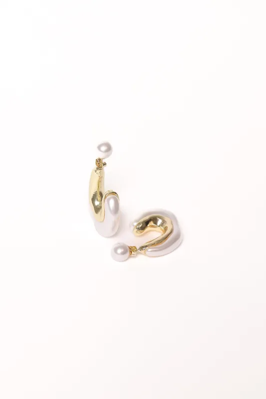 Paola Earrings - Gold/Pearl sold by Petal & Pup