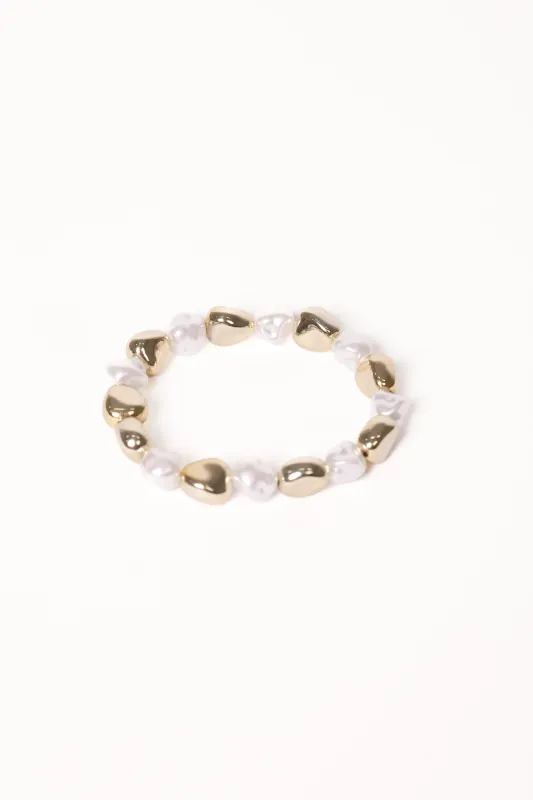 Phoenix Bracelet - Gold/Pearl sold by Petal & Pup