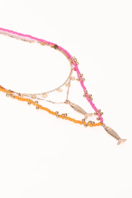 Tatiana Necklace - Gold/Multi sold by Petal & Pup