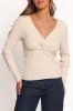 Demi Twist Detail Knit Top - Cream sold by Petal & Pup